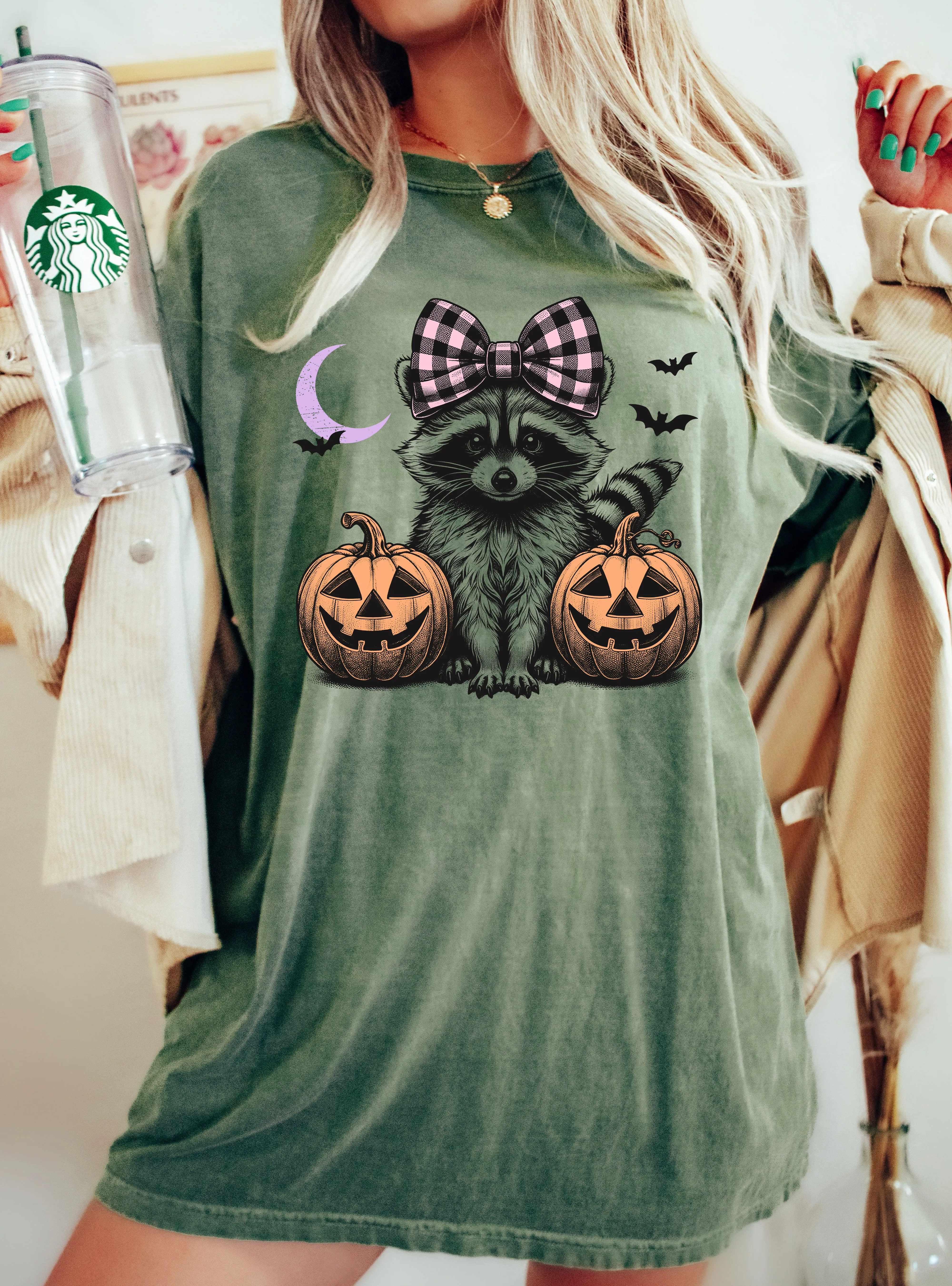 Cute Racoon, Hair Bow, Pumpkin, Vintage, Ghost, Western, Witch, Aesthetic, Meme, Halloween, Costume, Tshirt Comfort Colors T-Shirt sold by Refinery Number One product image thumbnail 4