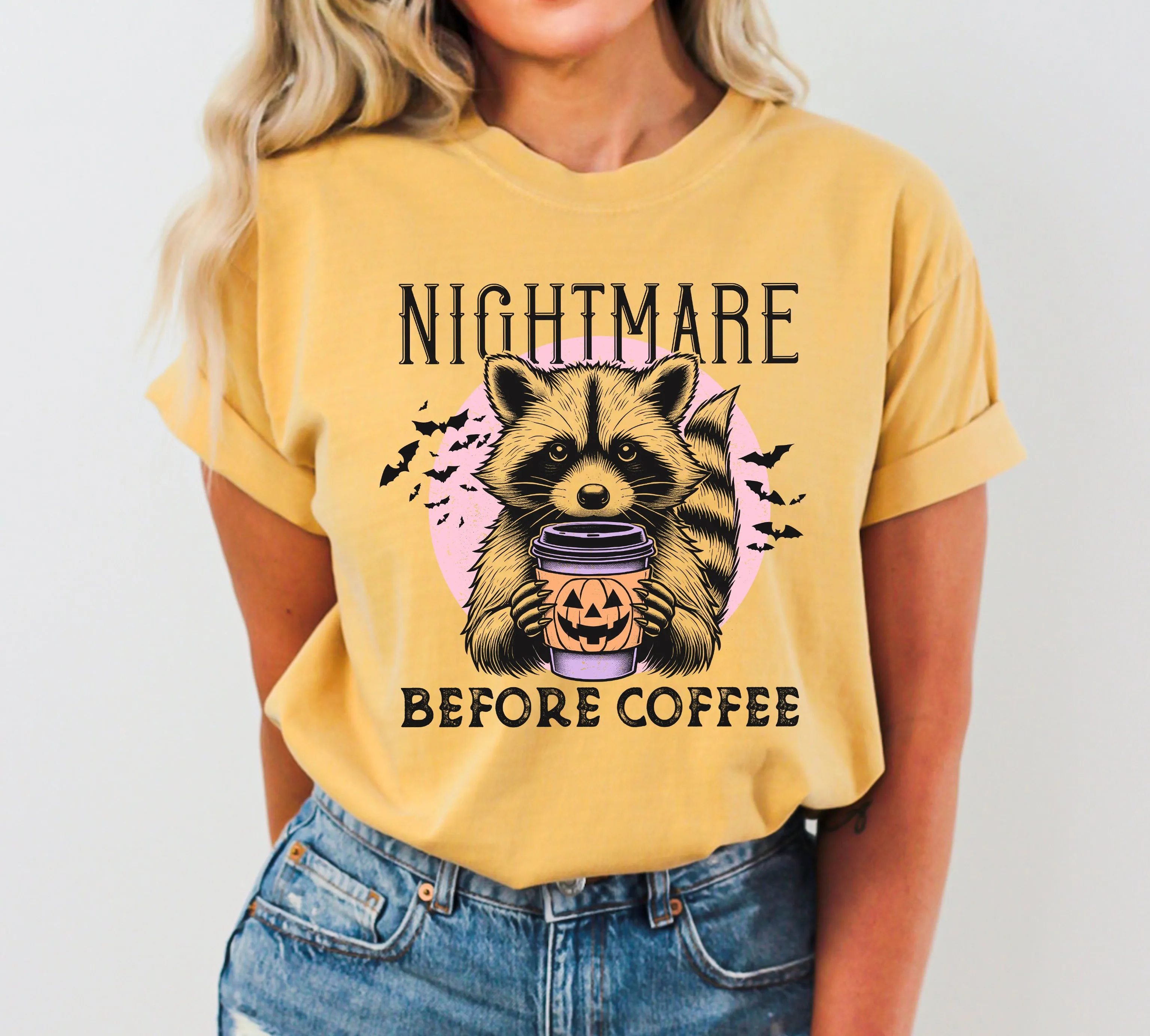 Raccoon, Nightmare Before Coffee, Western, Witch, Aesthetic, Meme, Halloween, Costume, Tshirt Comfort Colors T-Shirt sold by Refinery Number One product image thumbnail 4