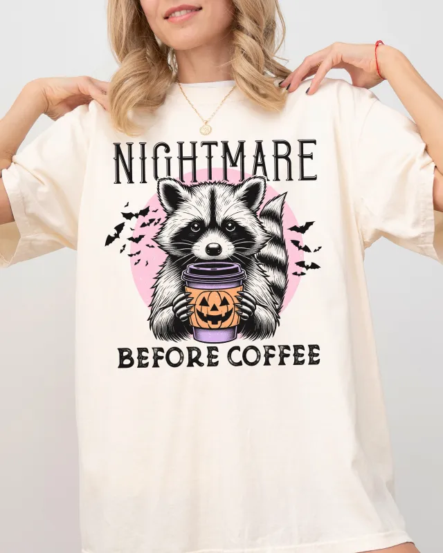 Raccoon, Nightmare Before Coffee, Western, Witch, Aesthetic, Meme, Halloween, Costume, Tshirt Comfort Colors T-Shirt sold by Refinery Number One