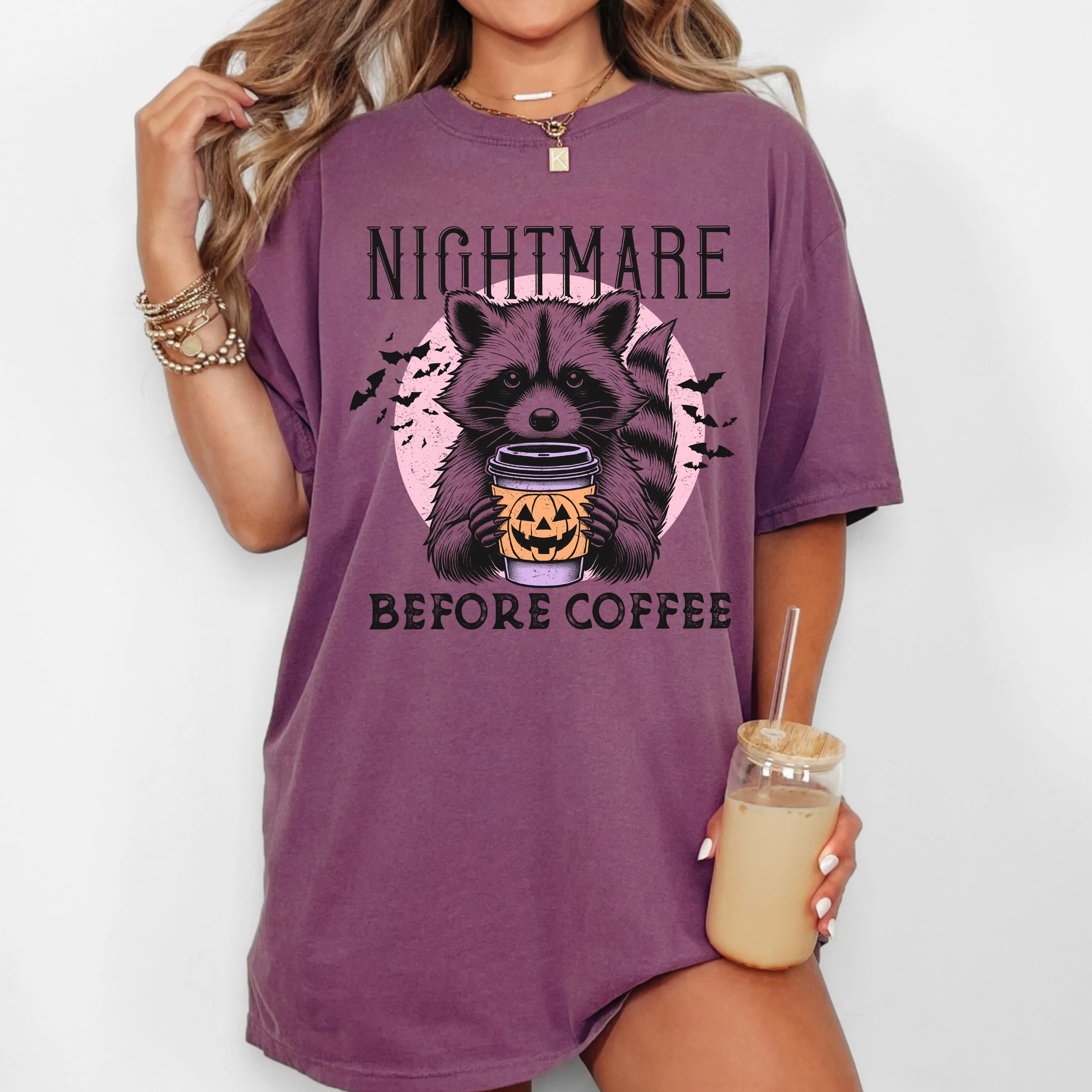 Raccoon, Nightmare Before Coffee, Western, Witch, Aesthetic, Meme, Halloween, Costume, Tshirt Comfort Colors T-Shirt sold by Refinery Number One product image thumbnail 2