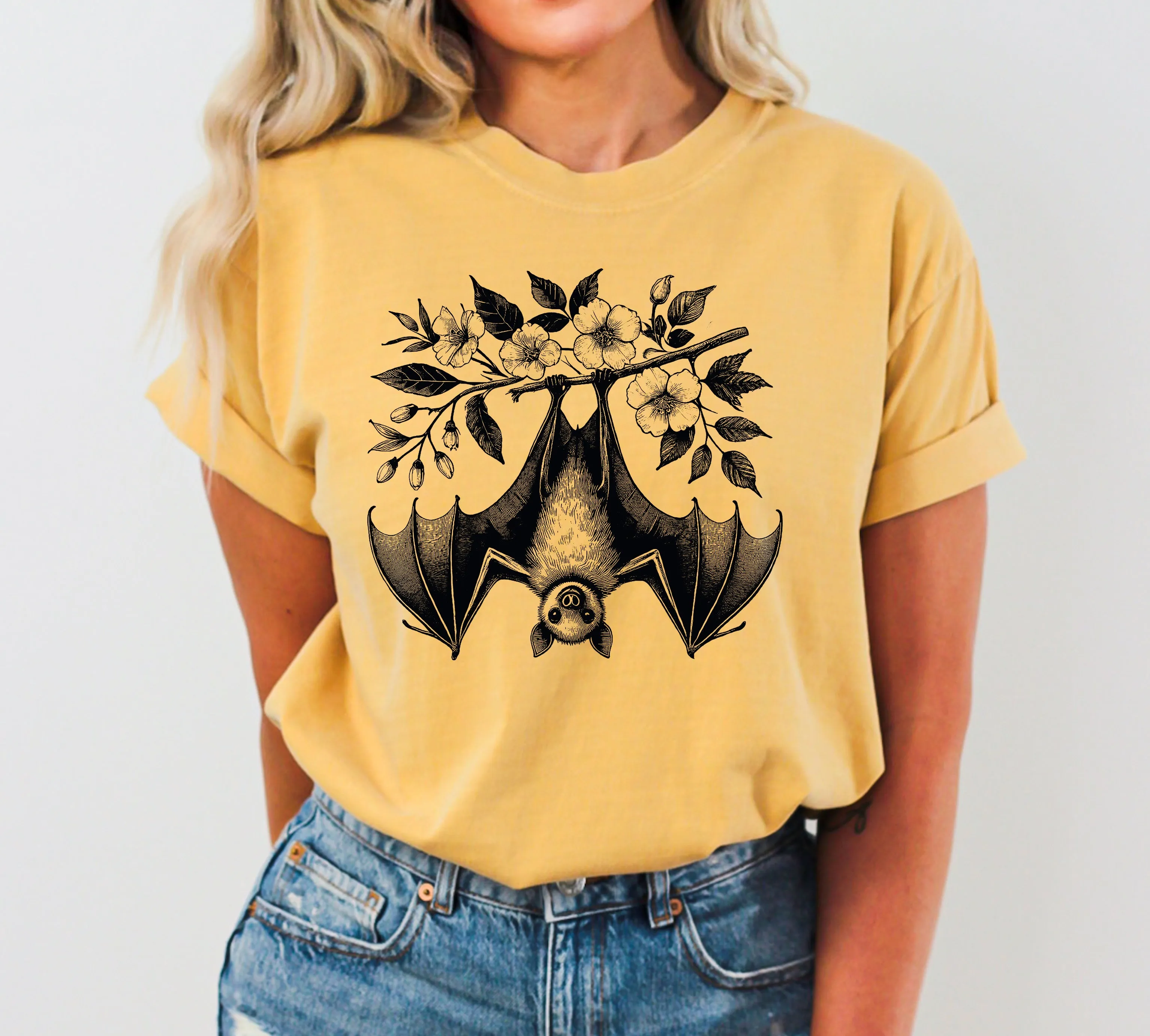 Hanging Bat, Vintage, Ghost, Western, Witch, Aesthetic, Meme, Halloween, Costume, Tshirt Comfort Colors T-Shirt sold by Refinery Number One product image thumbnail 2