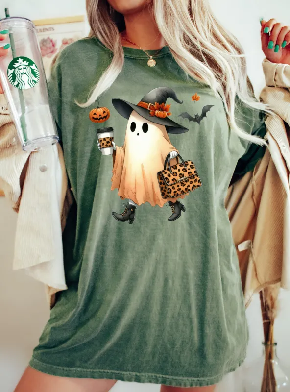 Fancy Ghost, Coffee, Pumpkin Spice, Vintage, Western, Witch, Aesthetic, Meme, Halloween, Costume, Tshirt Comfort Colors T-Shirt sold by Refinery Number One