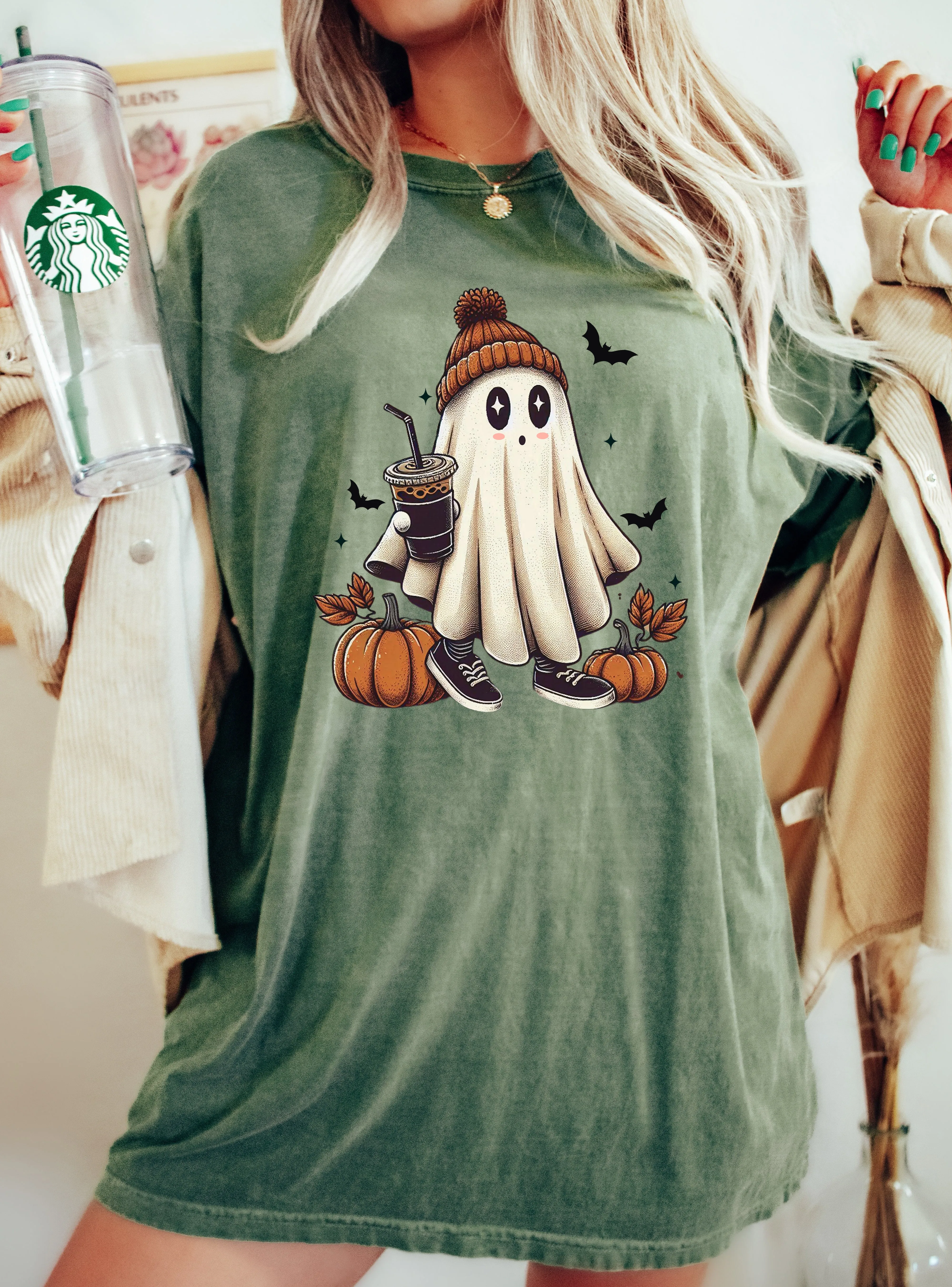 Coffee Lover, Ghost, Vintage, Western, Witch, Aesthetic, Meme, Halloween, Costume, Tshirt Comfort Colors T-Shirt sold by Refinery Number One product image thumbnail 2