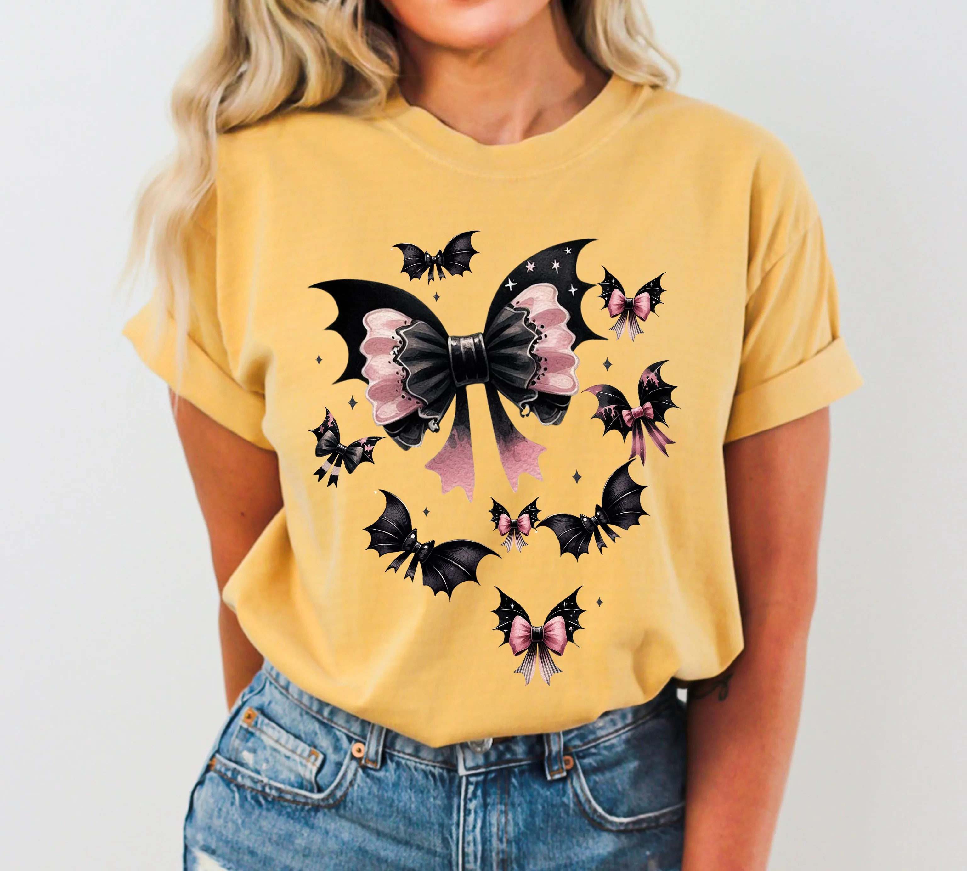 Flying Bats, Bow, Ribbon, Ghost, Vintage, Western, Witch, Aesthetic, Meme, Halloween, Costume, Tshirt Comfort Colors T-Shirt sold by Refinery Number One product image thumbnail 4