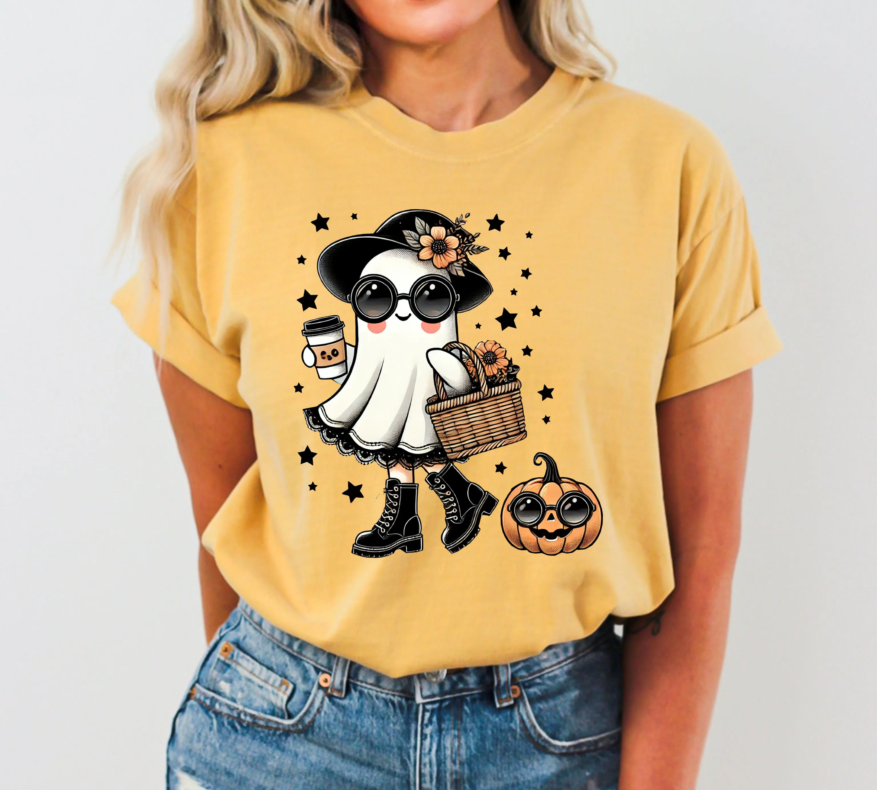 Fancy Ghost, Coffee Lover, Vintage, Western, Witch, Aesthetic, Meme, Halloween, Costume, Tshirt Comfort Colors T-Shirt sold by Refinery Number One product image thumbnail 3