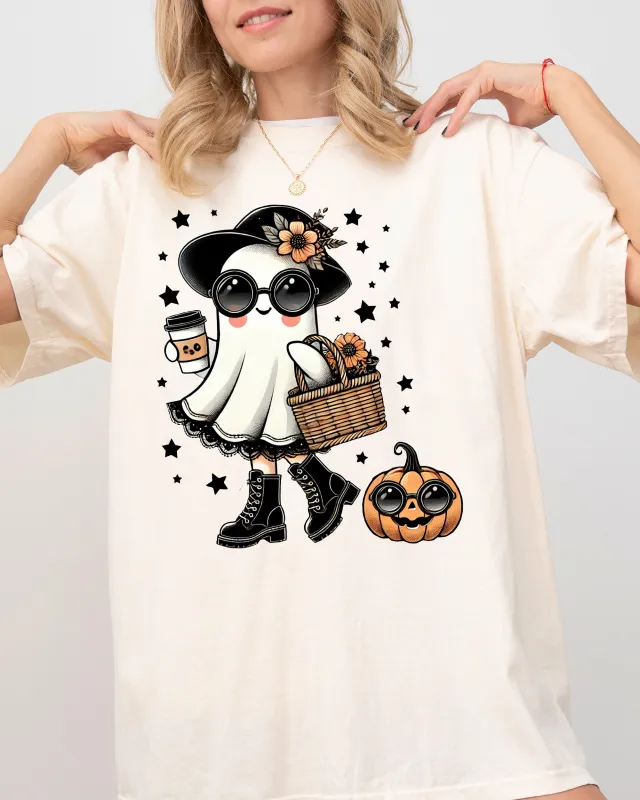 Fancy Ghost, Coffee Lover, Vintage, Western, Witch, Aesthetic, Meme, Halloween, Costume, Tshirt Comfort Colors T-Shirt sold by Refinery Number One