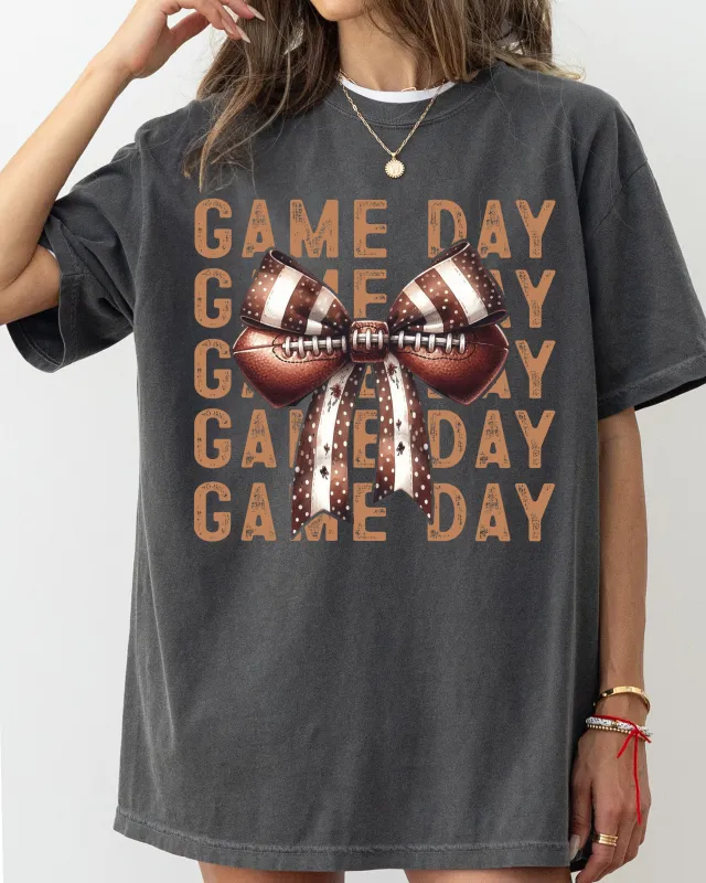 Game Day, Football, Bow, Ribbon, Vintage, Western, Witch, Aesthetic, Meme, Halloween, Costume, Tshirt Comfort Colors T-Shirt sold by Refinery Number One