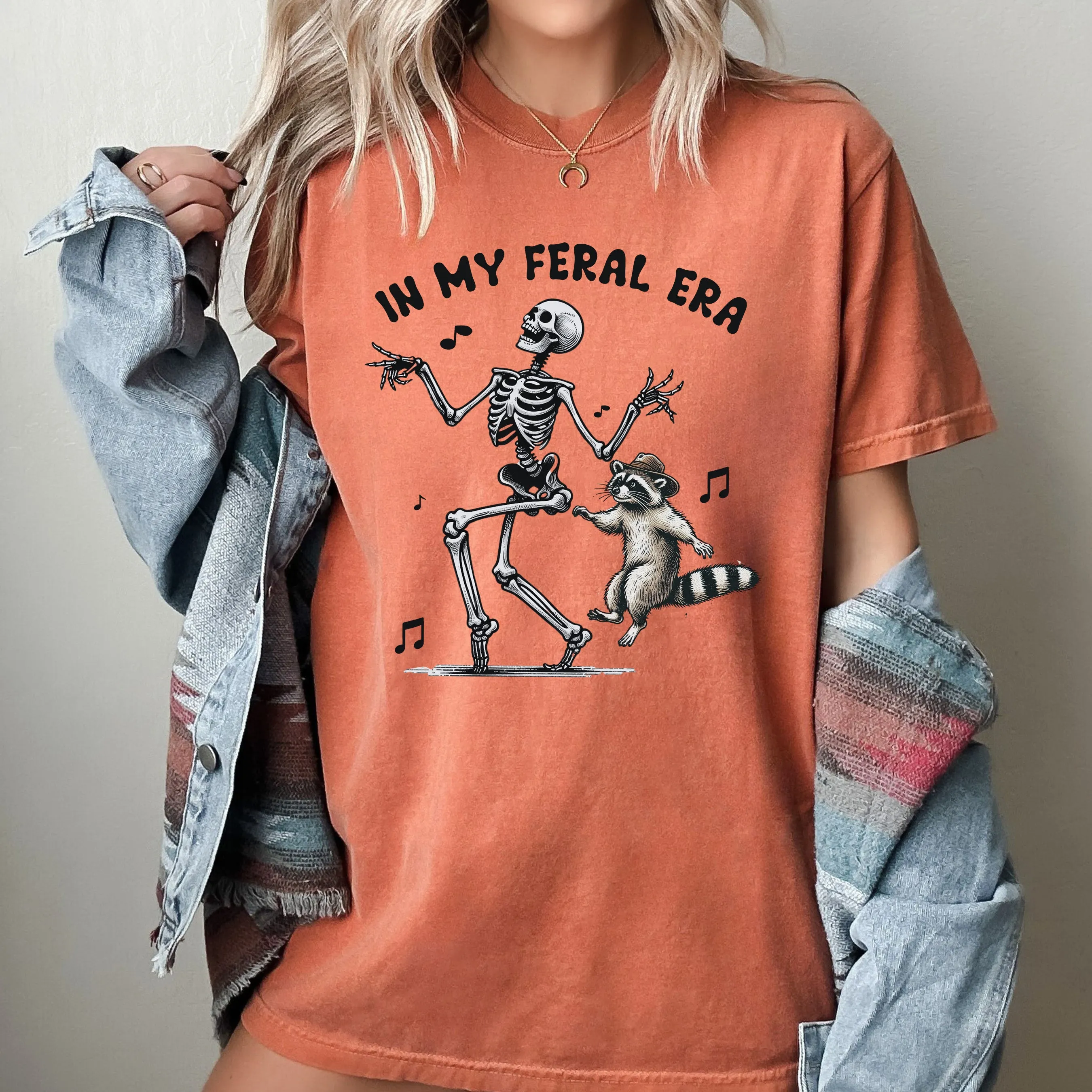 In My Feral Era, Skeleton, Ghost, Vintage, Western, Witch, Aesthetic, Meme, Halloween, Costume, Tshirt Comfort Colors T-Shirt sold by Refinery Number One