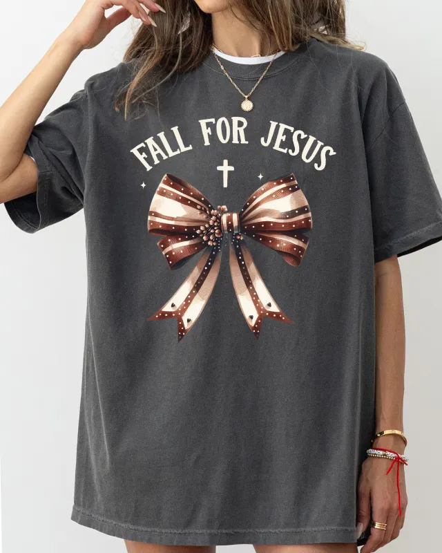 Fall For Jesus, Bow, Ribbon, Christian, Skeleton, Ghost, Vintage, Western, Witch, Aesthetic, Meme, Halloween, Costume, Tshirt Comfort Colors T-Shirt sold by Refinery Number One
