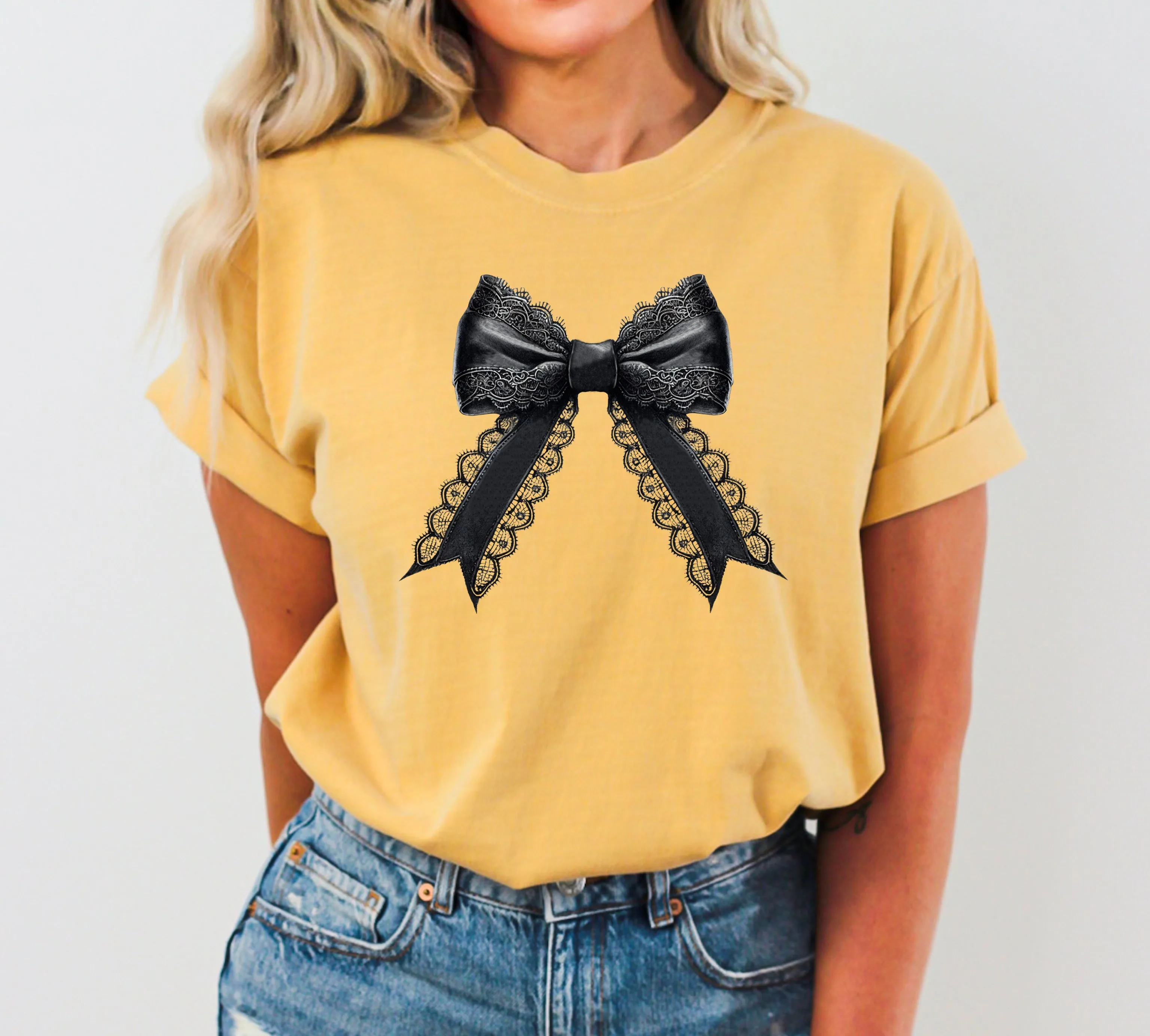 Vintage Black Bow, Ribbon, Skeleton, Ghost, Vintage, Western, Witch, Aesthetic, Meme, Halloween, Costume, Tshirt Comfort Colors T-Shirt sold by Refinery Number One product image thumbnail 3