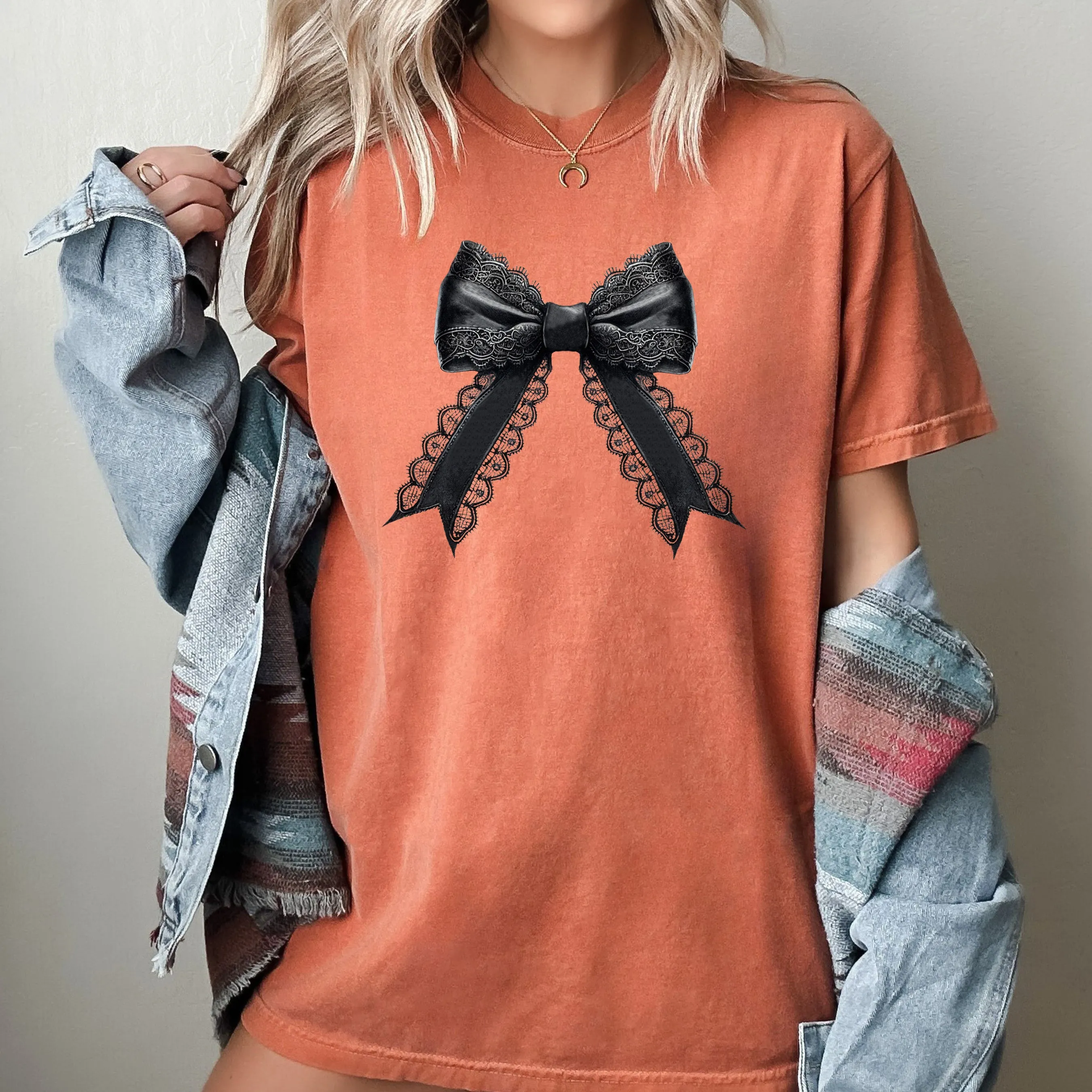 Vintage Black Bow, Ribbon, Skeleton, Ghost, Vintage, Western, Witch, Aesthetic, Meme, Halloween, Costume, Tshirt Comfort Colors T-Shirt sold by Refinery Number One