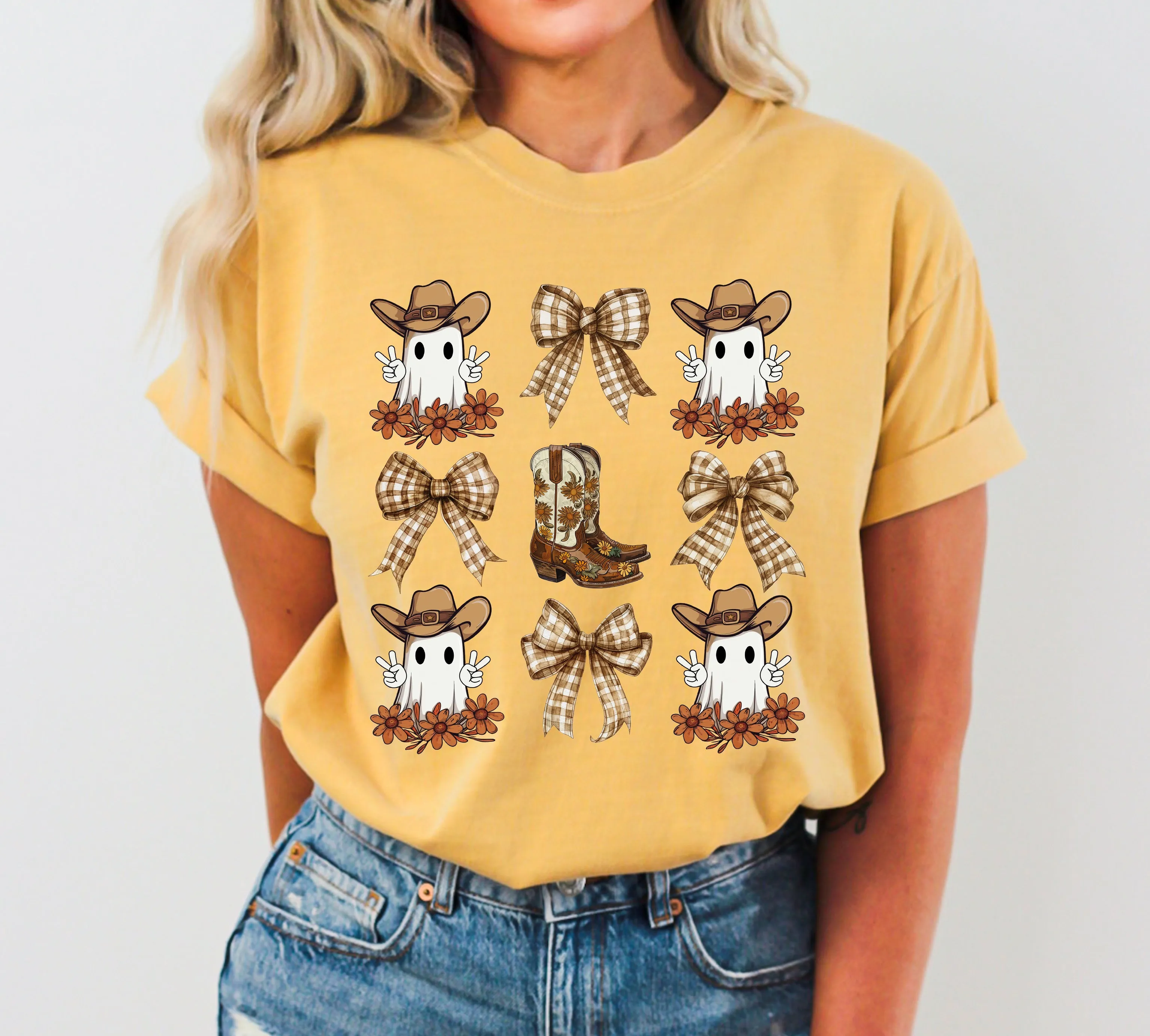 Cowboy Ghost, Bow, Ribbon, Western, Witch, Aesthetic, Meme, Halloween, Costume, Tshirt Comfort Colors T-Shirt sold by Refinery Number One product image thumbnail 2