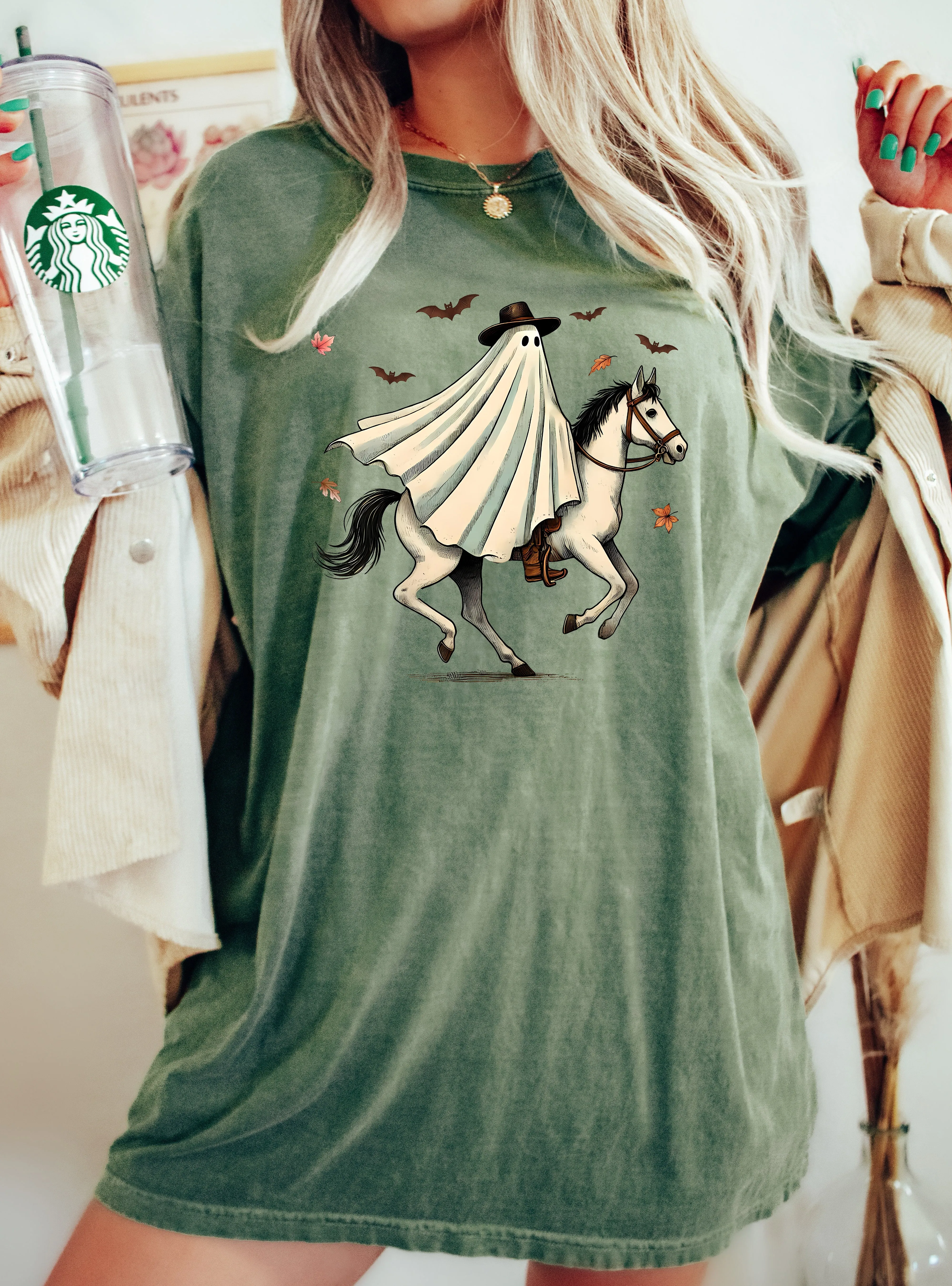 Cowboy Ghost Riding Horse, Western, Witch, Aesthetic, Meme, Halloween, Costume, Tshirt Comfort Colors T-Shirt sold by Refinery Number One product image thumbnail 3