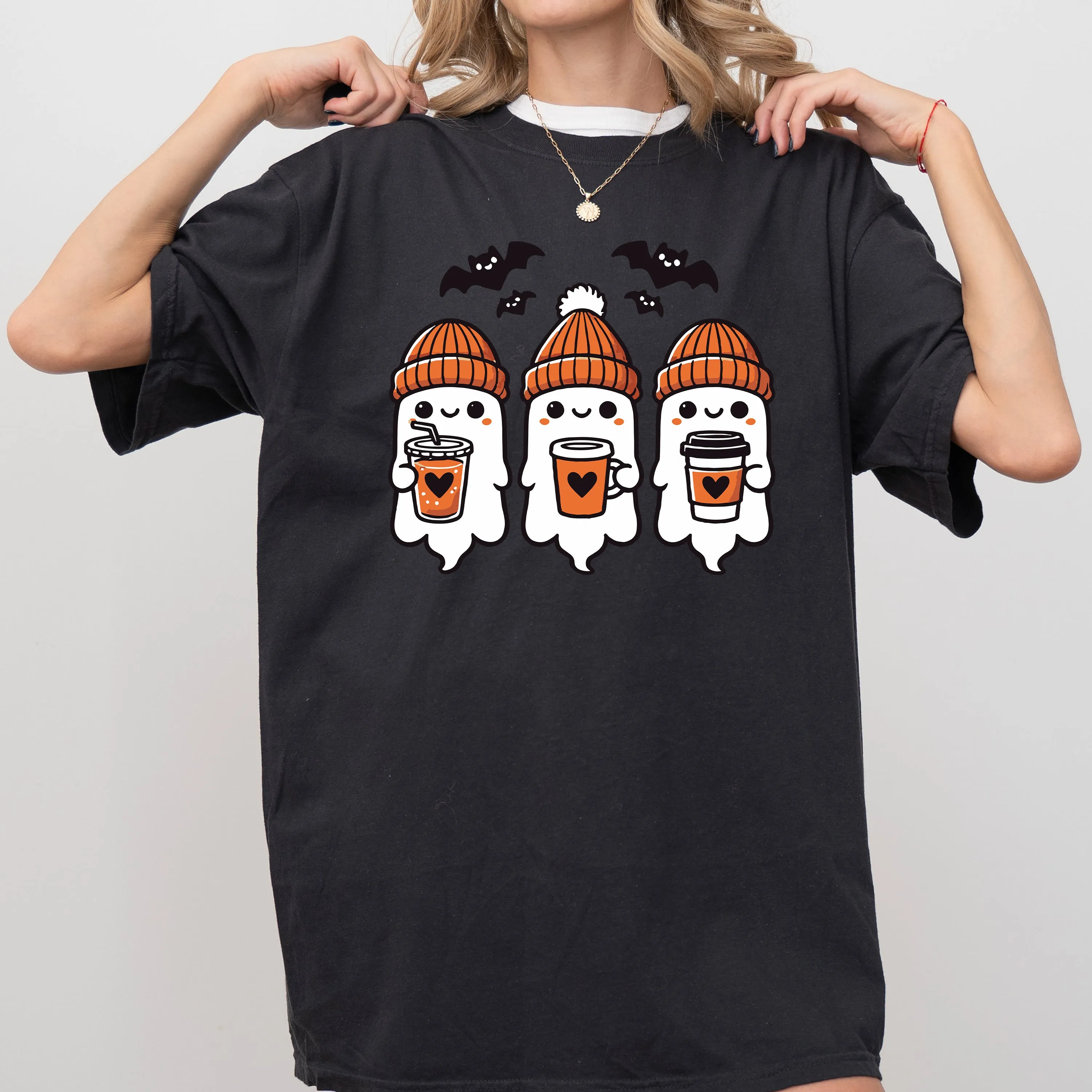 Cute Coffee Lover Ghosts, Western, Witch, Aesthetic, Meme, Halloween, Costume, Tshirt Comfort Colors T-Shirt sold by Refinery Number One product image thumbnail 5