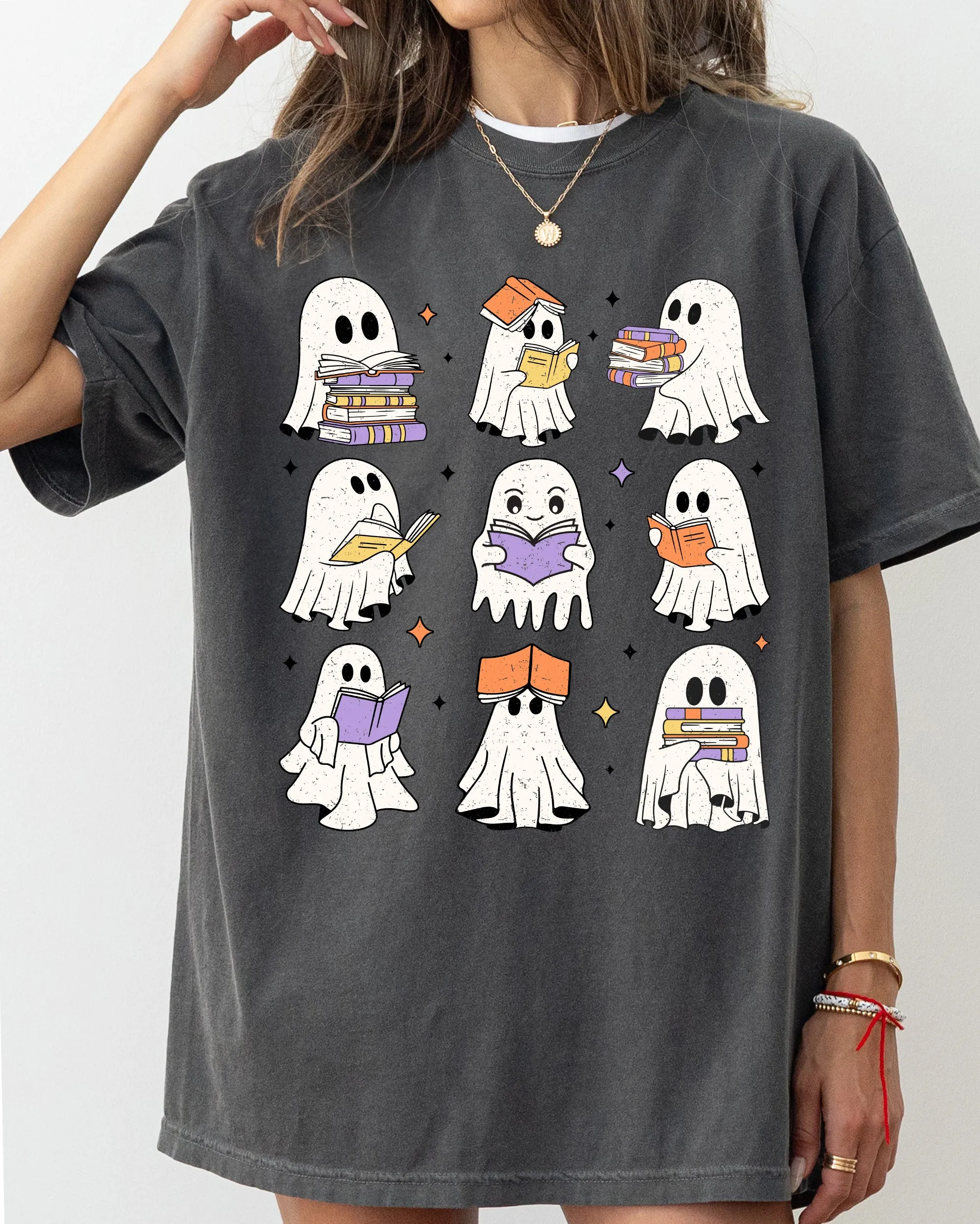 Book Lover Ghosts, Reading, Western, Witch, Aesthetic, Meme, Halloween, Costume, Tshirt Comfort Colors T-Shirt sold by Refinery Number One product image thumbnail 2