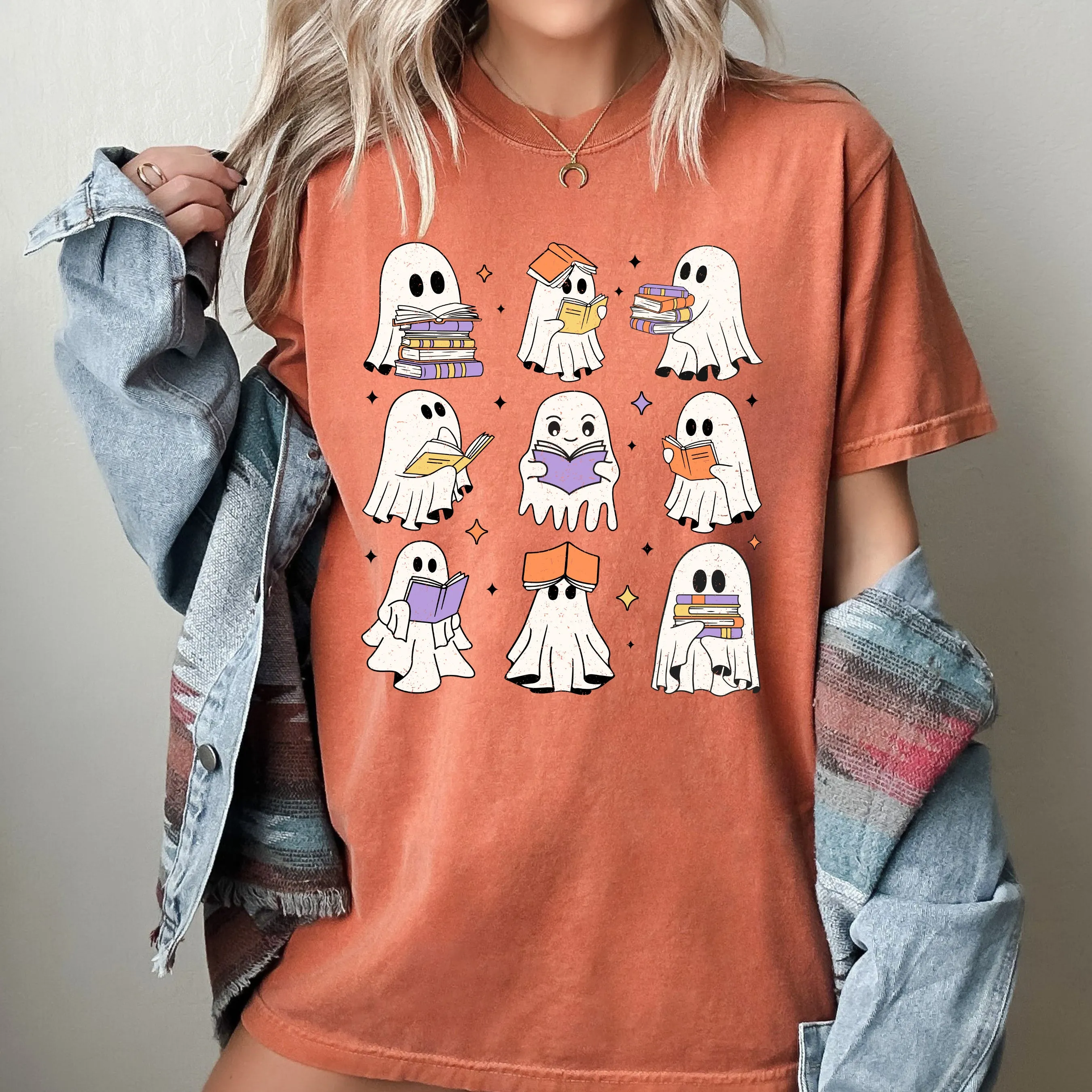Book Lover Ghosts, Reading, Western, Witch, Aesthetic, Meme, Halloween, Costume, Tshirt Comfort Colors T-Shirt sold by Refinery Number One product image thumbnail 3