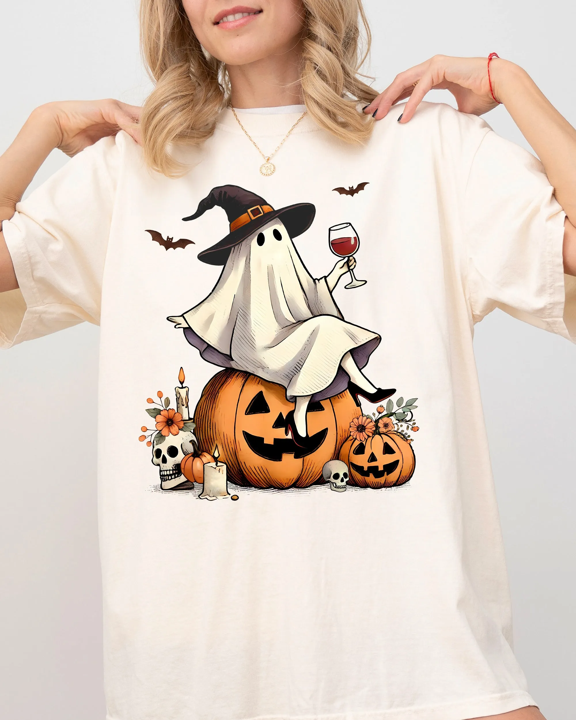 Ghost on Pumpkin, Wine, Western, Witch, Aesthetic, Meme, Halloween, Costume, Tshirt Comfort Colors T-Shirt sold by Refinery Number One product image thumbnail 5