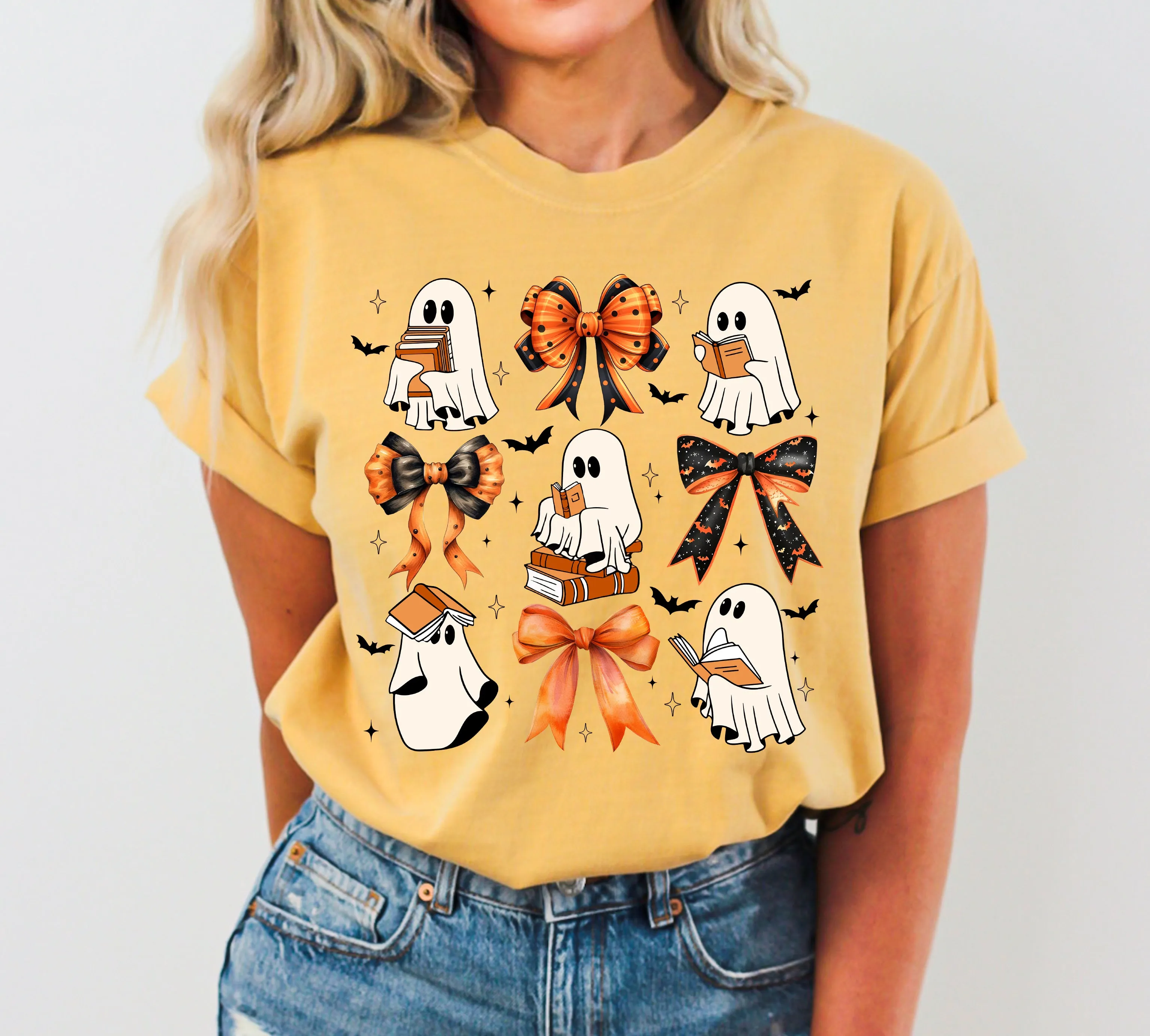 Cute Ghosts, Book Lover, Western, Witch, Aesthetic, Meme, Halloween, Costume, Tshirt Comfort Colors T-Shirt sold by Refinery Number One
