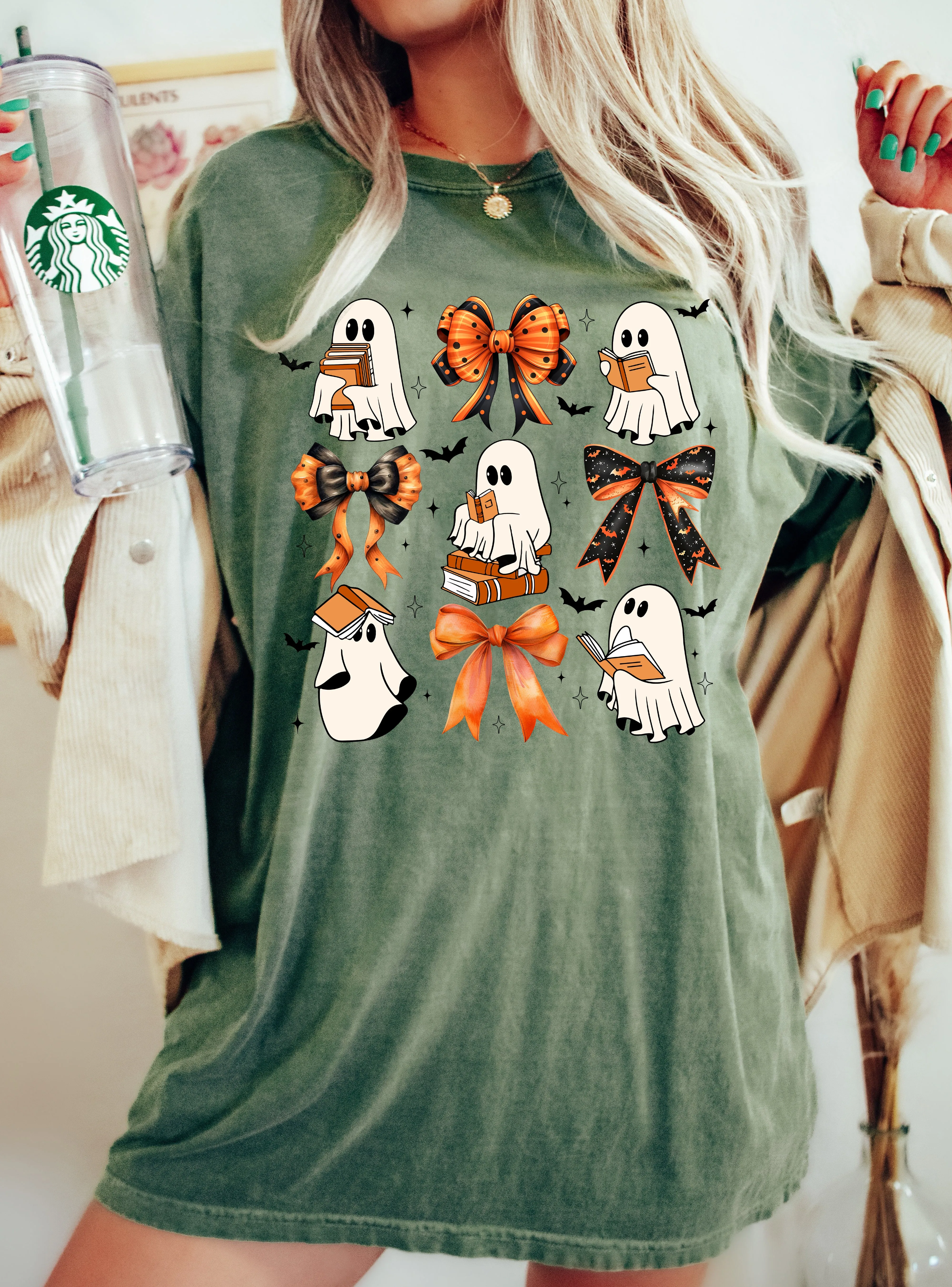 Cute Ghosts, Book Lover, Western, Witch, Aesthetic, Meme, Halloween, Costume, Tshirt Comfort Colors T-Shirt sold by Refinery Number One product image thumbnail 4