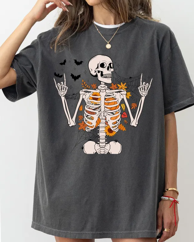 Funny Skeleton, Flowers, Rock, Western, Witch, Aesthetic, Meme, Halloween, Costume, Tshirt Comfort Colors T-Shirt sold by Refinery Number One