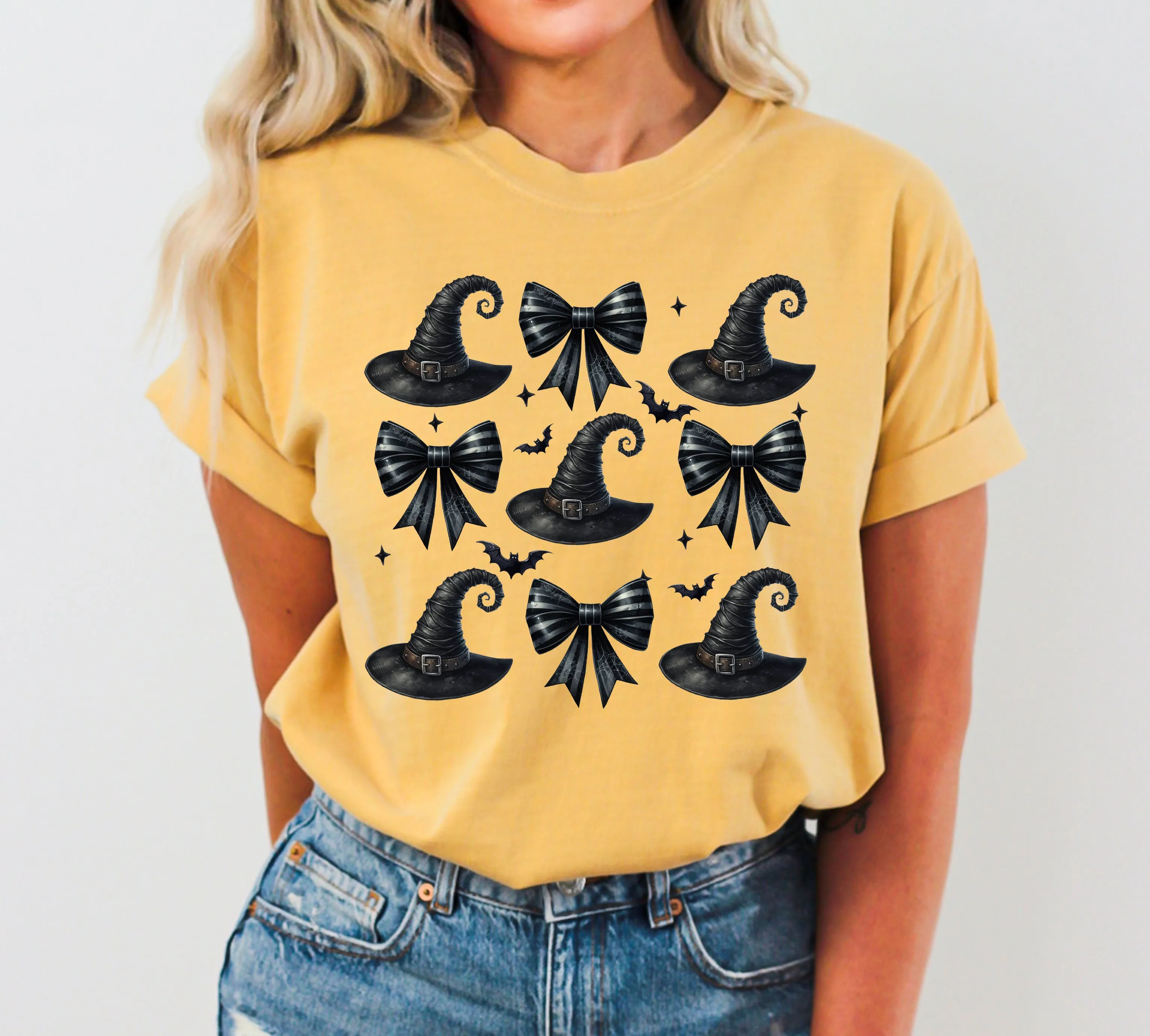 Mini Witch Hats, Bows, Western, Witch, Aesthetic, Meme, Halloween, Costume, Tshirt Comfort Colors T-Shirt sold by Refinery Number One product image thumbnail 3