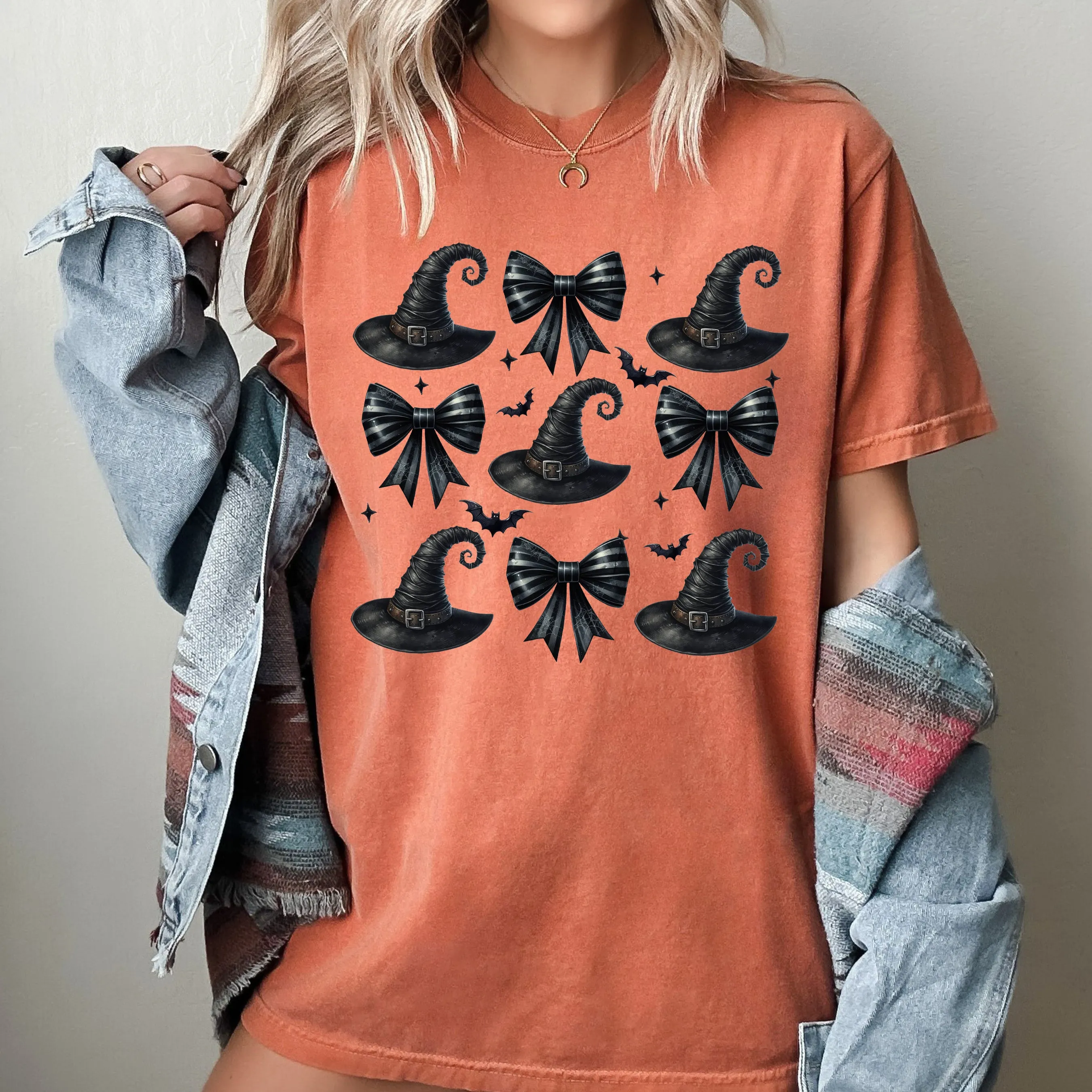 Mini Witch Hats, Bows, Western, Witch, Aesthetic, Meme, Halloween, Costume, Tshirt Comfort Colors T-Shirt sold by Refinery Number One