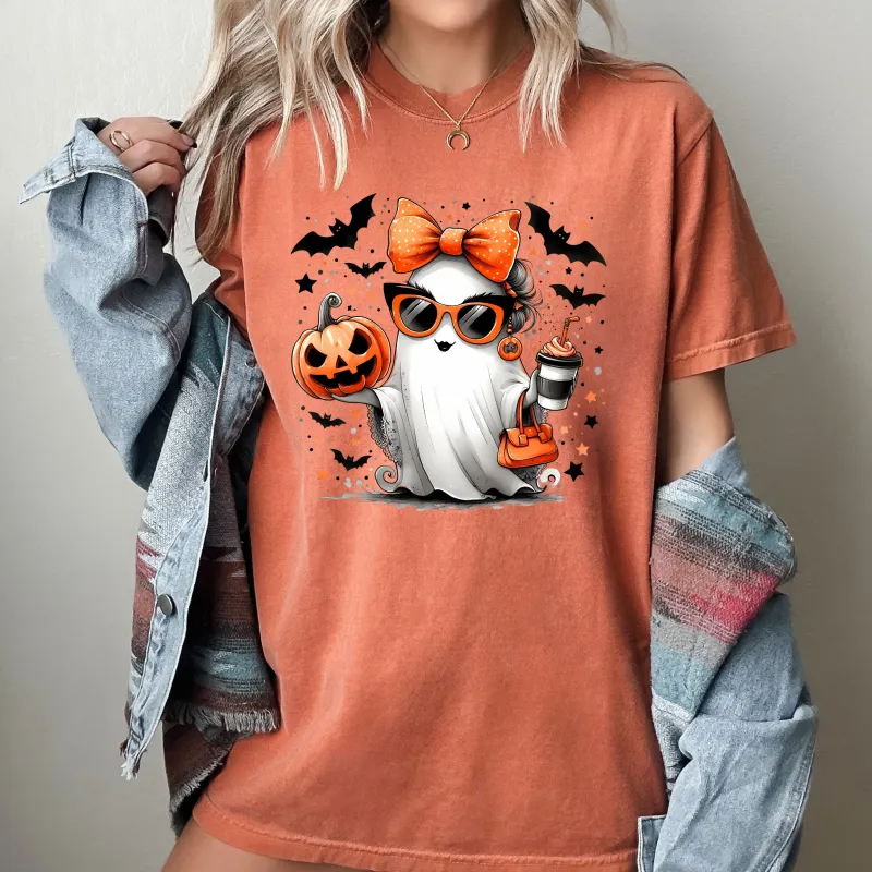 Fancy, Coffee Lover Ghost, Pumpkin, Vintage, Western, Witch, Aesthetic, Meme, Halloween, Costume, Tshirt Comfort Colors T-Shirt sold by Refinery Number One