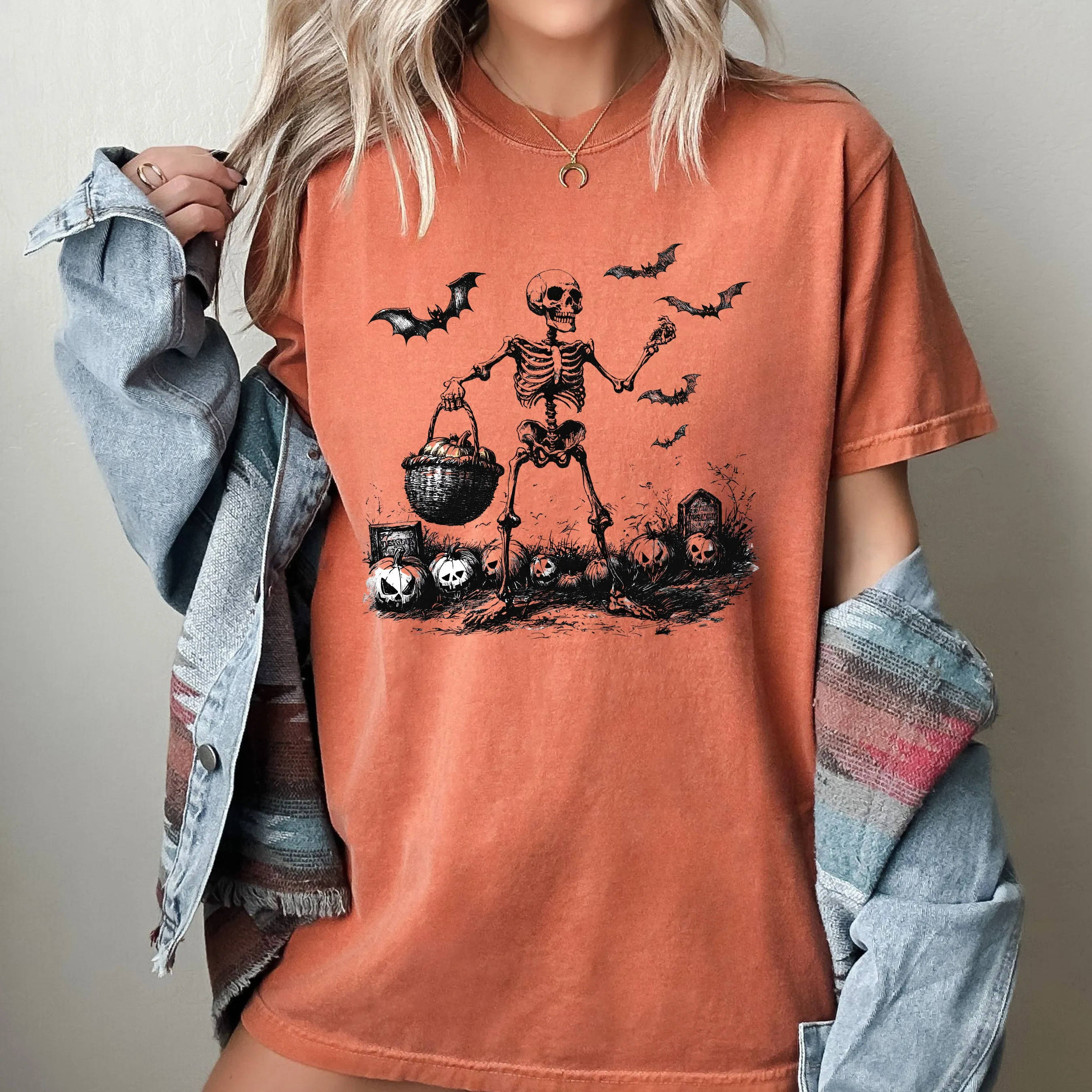 Skeleton, Ghost, Pumpkin Patch, Vintage, Western, Witch, Aesthetic, Meme, Halloween, Costume, Tshirt Comfort Colors T-Shirt sold by Refinery Number One product image thumbnail 4