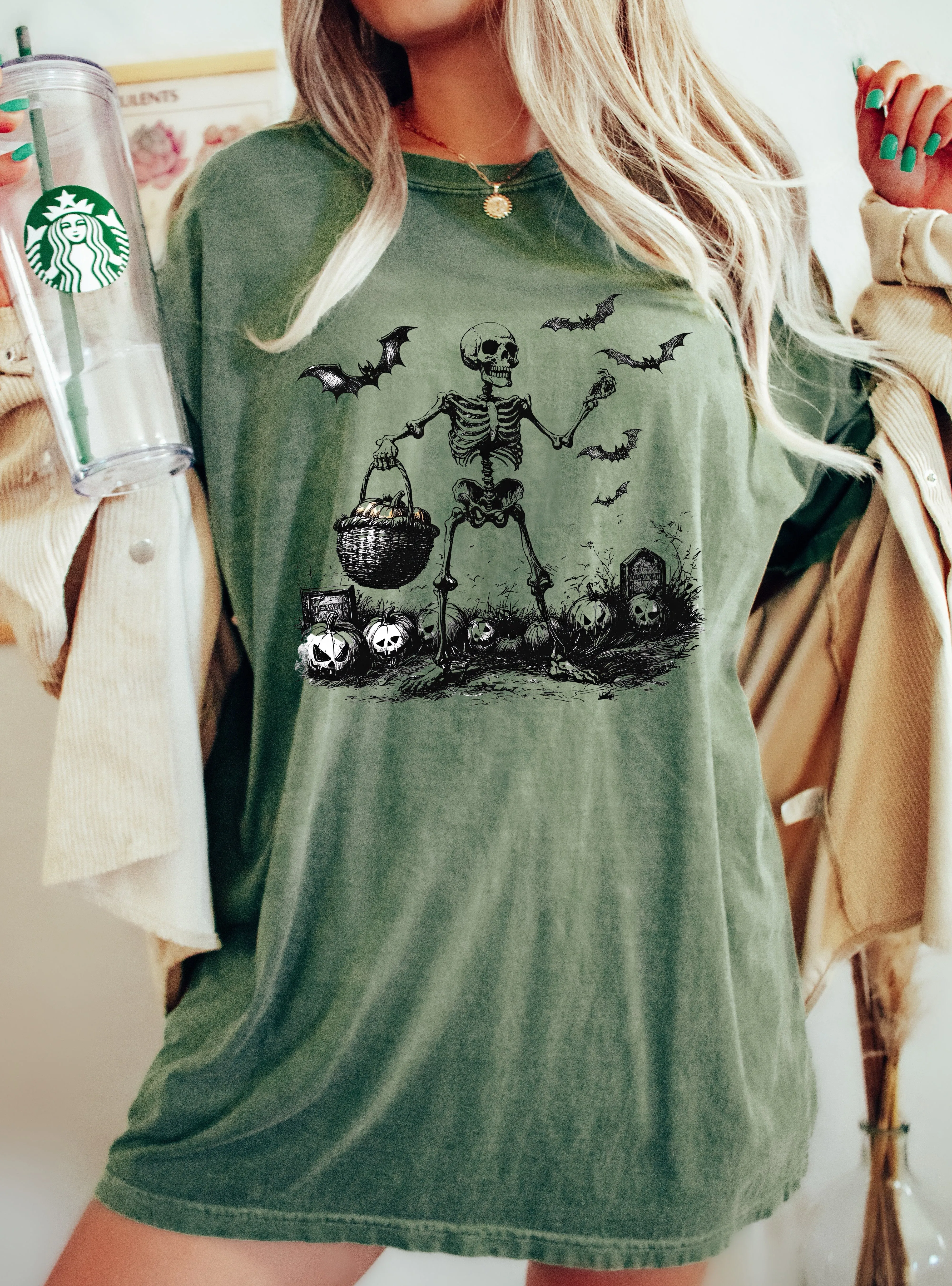 Skeleton, Ghost, Pumpkin Patch, Vintage, Western, Witch, Aesthetic, Meme, Halloween, Costume, Tshirt Comfort Colors T-Shirt sold by Refinery Number One product image thumbnail 2