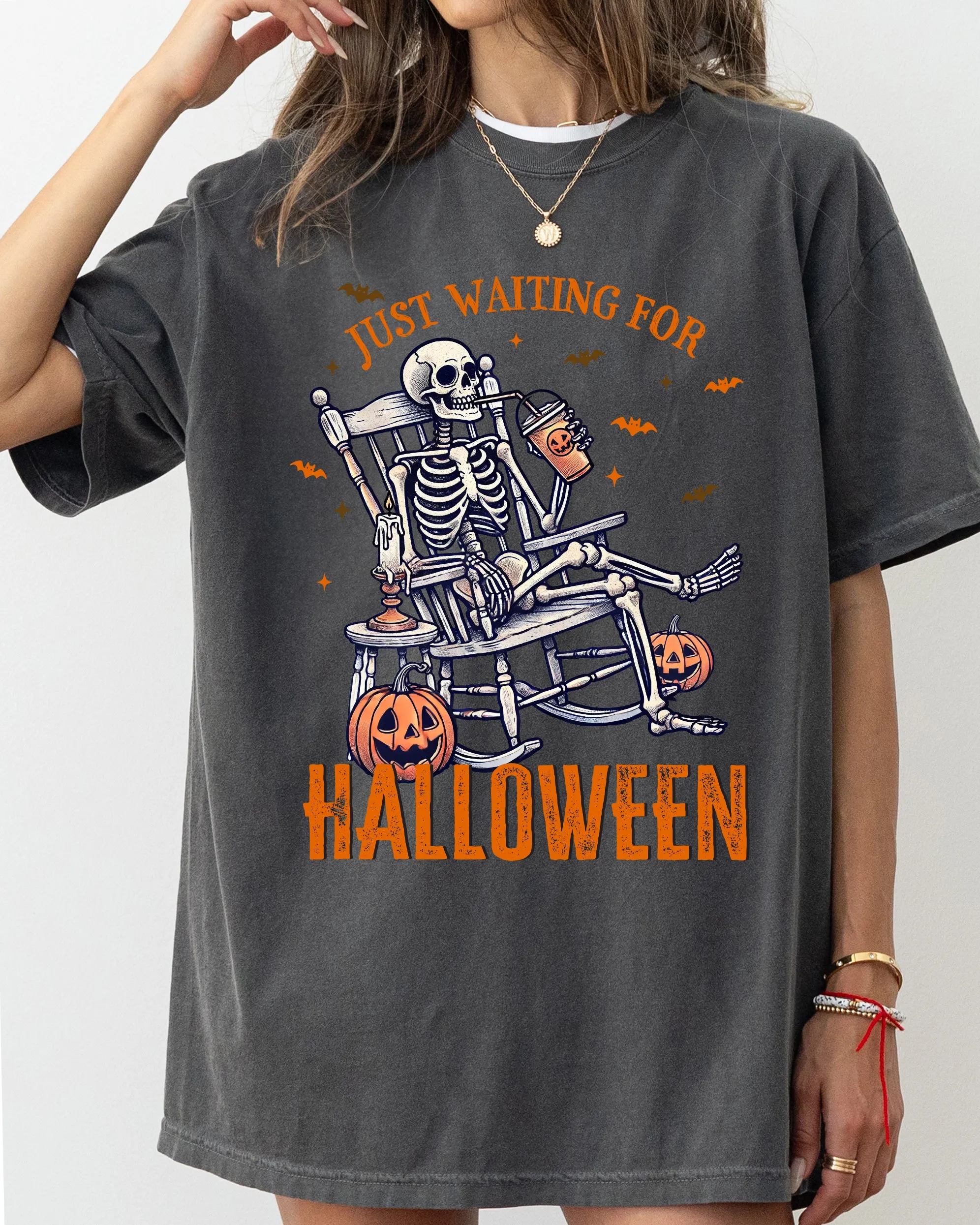Just Waiting for Halloween, Skeleton, Vintage, Western, Witch, Aesthetic, Meme, Halloween, Costume, Tshirt Comfort Colors T-Shirt sold by Refinery Number One product image thumbnail 4