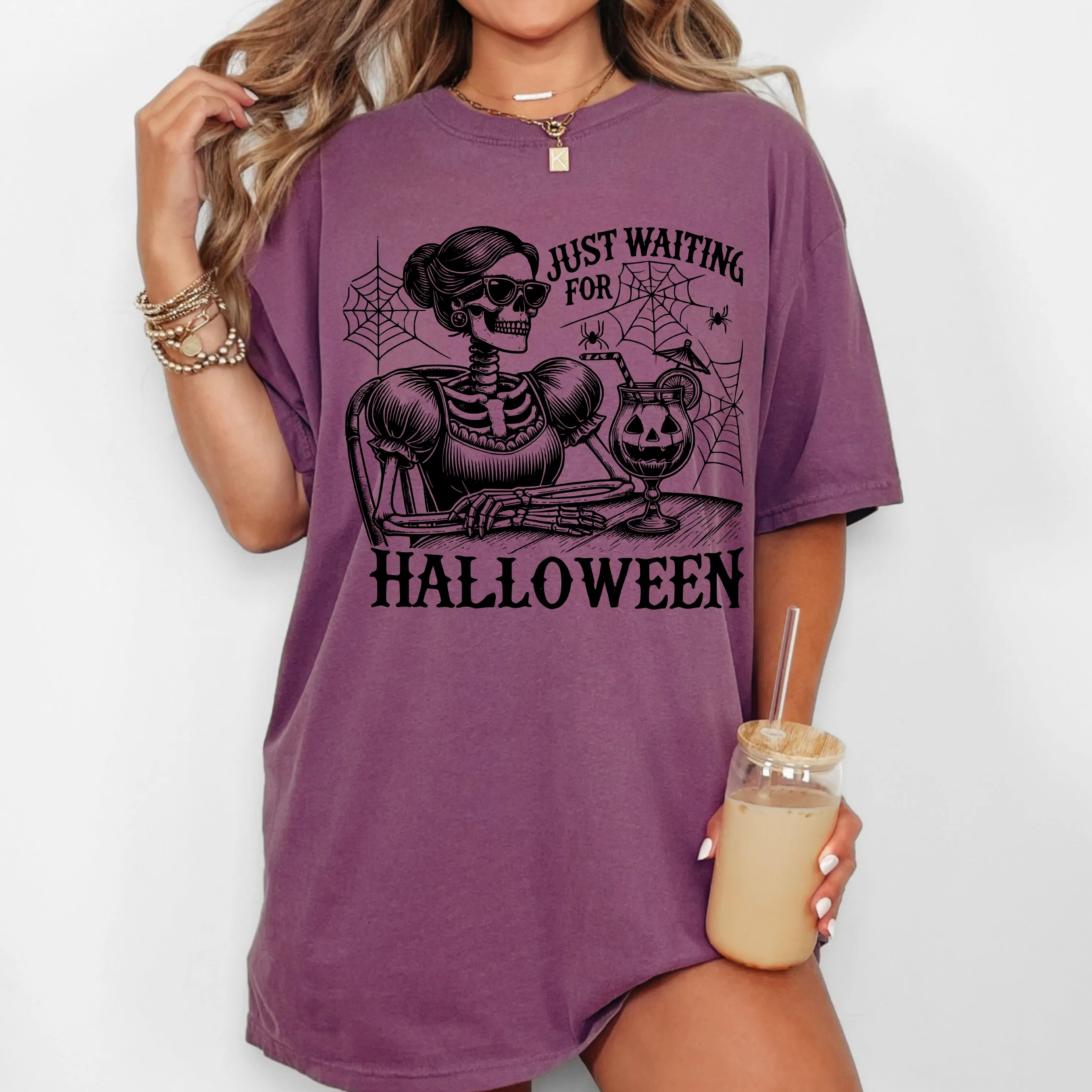 Just Waiting for Halloween, Skeleton Lady, Vintage, Western, Witch, Aesthetic, Meme, Halloween, Costume, Tshirt Comfort Colors T-Shirt sold by Refinery Number One product image thumbnail 4