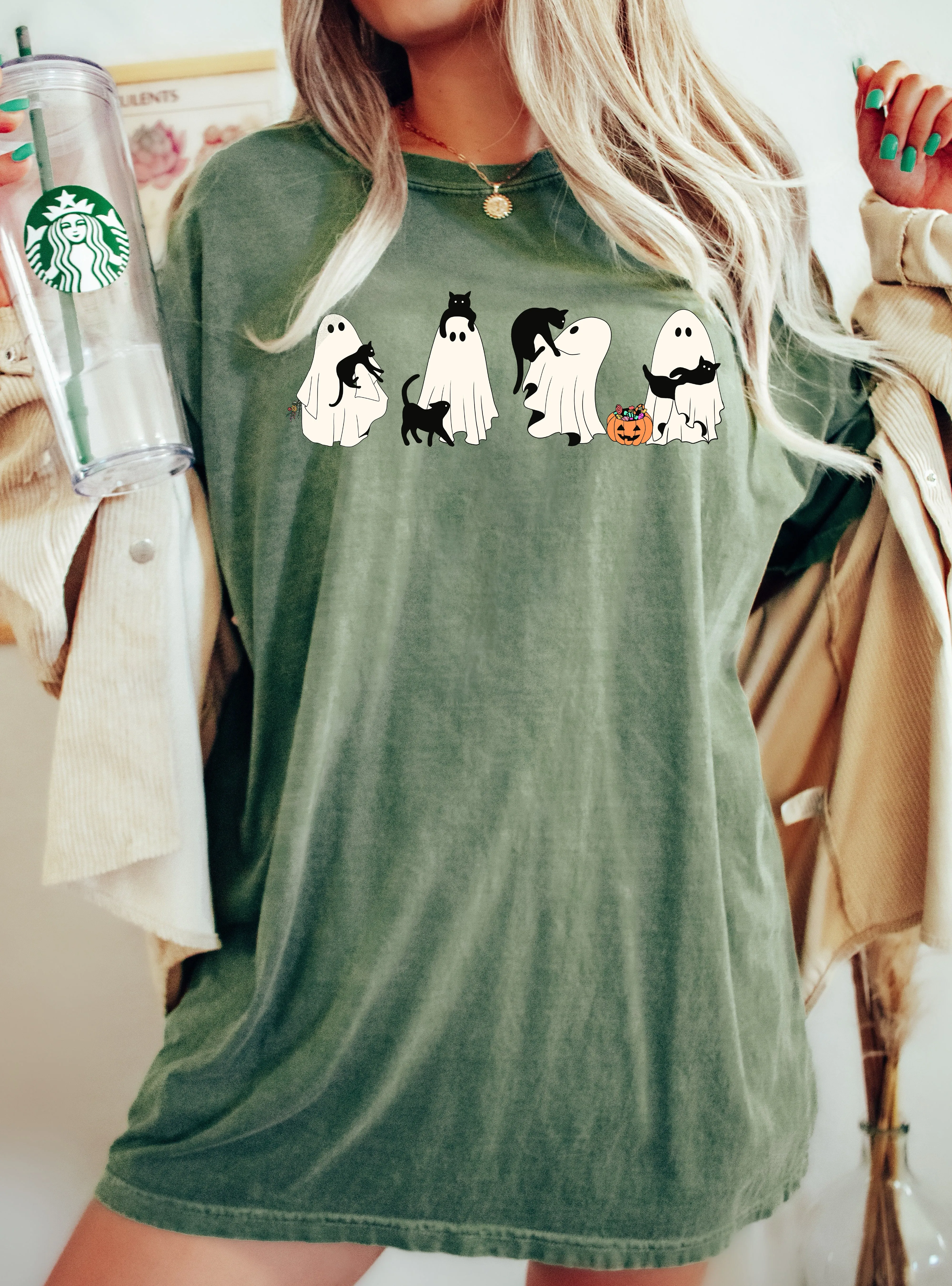 Black Cat, Ghost, Skeleton, Vintage, Western, Witch, Aesthetic, Meme, Halloween, Costume, Tshirt Comfort Colors T-Shirt sold by Refinery Number One product image thumbnail 3