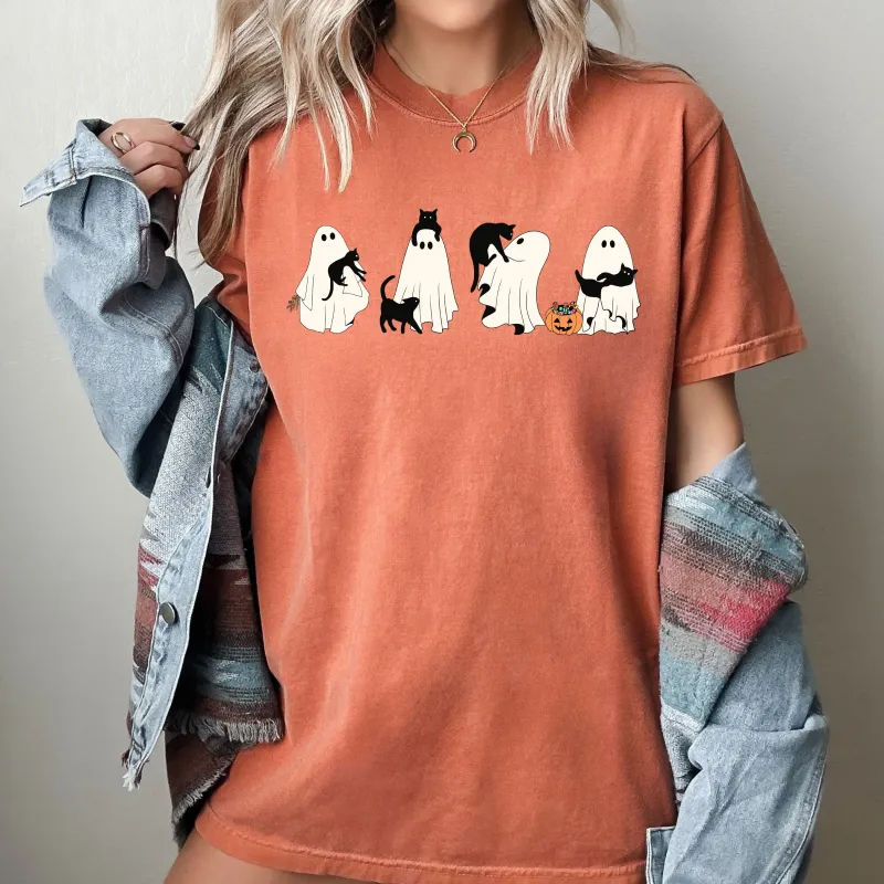 Black Cat, Ghost, Skeleton, Vintage, Western, Witch, Aesthetic, Meme, Halloween, Costume, Tshirt Comfort Colors T-Shirt sold by Refinery Number One