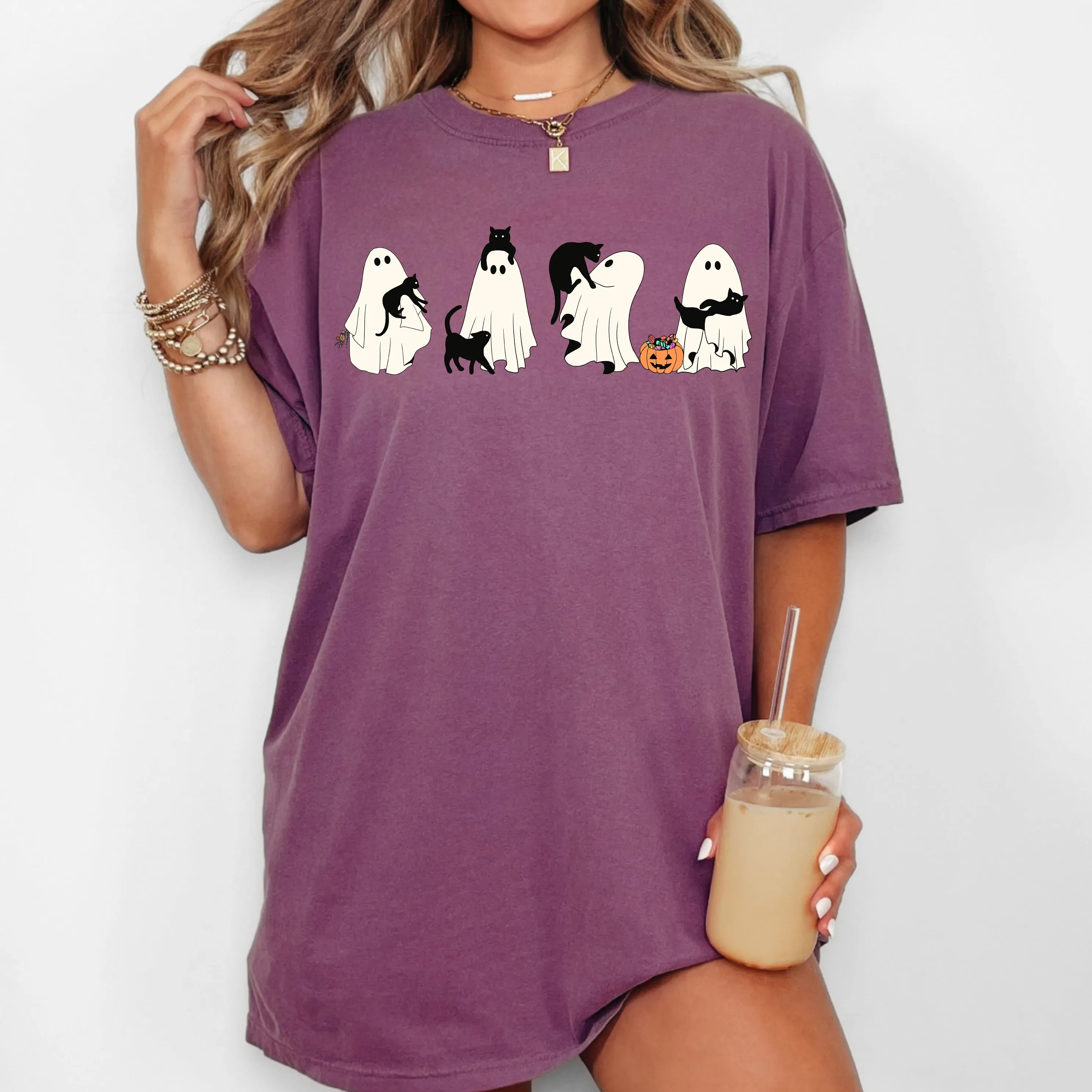 Black Cat, Ghost, Skeleton, Vintage, Western, Witch, Aesthetic, Meme, Halloween, Costume, Tshirt Comfort Colors T-Shirt sold by Refinery Number One product image thumbnail 4