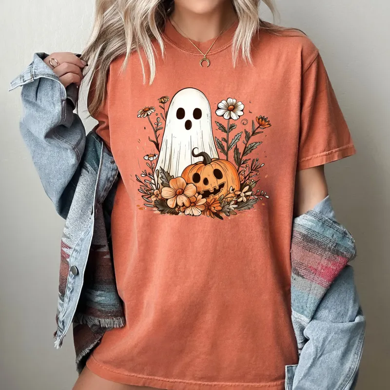 Floral Ghost, Pumpkin, Skeleton, Vintage, Western, Witch, Aesthetic, Meme, Halloween, Costume, Tshirt Comfort Colors T-Shirt sold by Refinery Number One