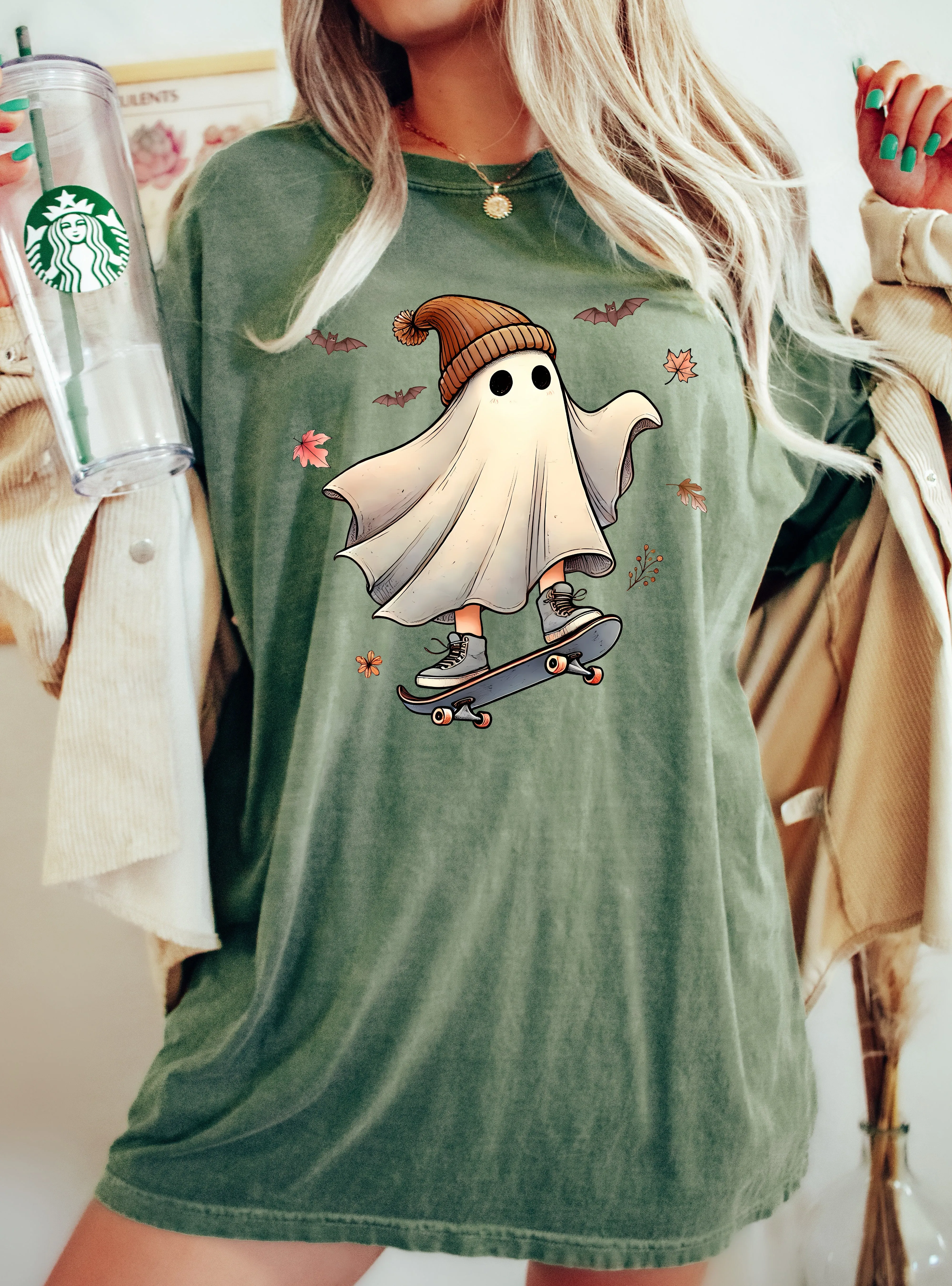 Skater Ghost, Pumpkin, Skeleton, Vintage, Western, Witch, Aesthetic, Meme, Halloween, Costume, Tshirt Comfort Colors T-Shirt sold by Refinery Number One product image thumbnail 5