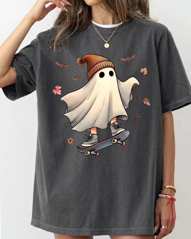 Skater Ghost, Pumpkin, Skeleton, Vintage, Western, Witch, Aesthetic, Meme, Halloween, Costume, Tshirt Comfort Colors T-Shirt sold by Refinery Number One