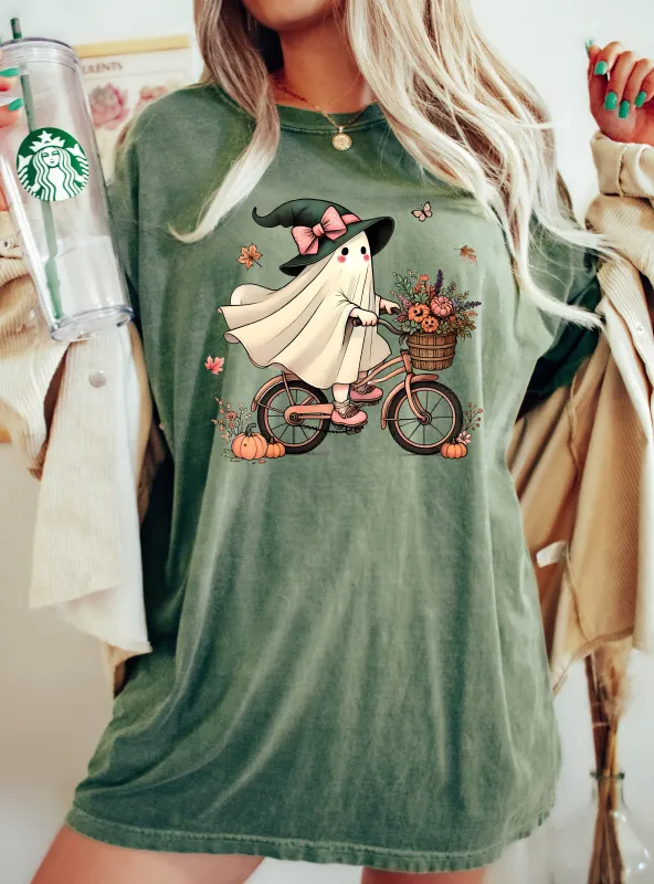 Ghost, Bicycle, Skeleton, Vintage, Western, Witch, Aesthetic, Meme, Halloween, Costume, Tshirt Comfort Colors T-Shirt sold by Refinery Number One