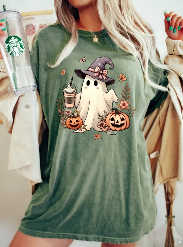 Coffee, Ghost, Vintage, Western, Witch, Aesthetic, Meme, Halloween, Costume, Tshirt Comfort Colors T-Shirt sold by Refinery Number One