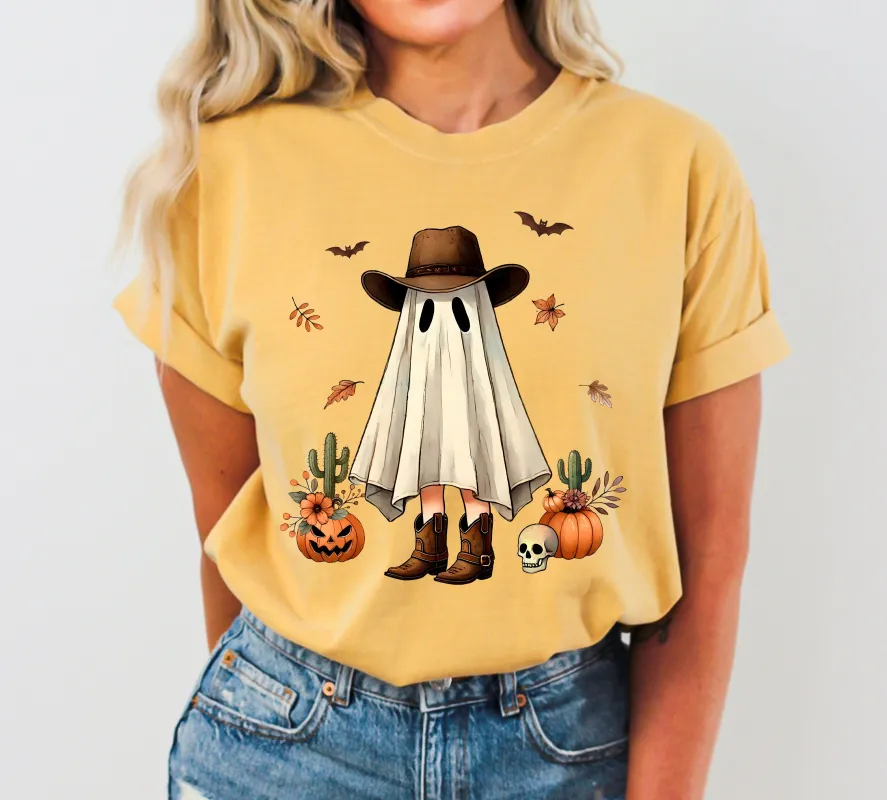Cowboy Ghost, Pumpkin, Vintage, Western, Witch, Aesthetic, Meme, Halloween, Costume, Tshirt Comfort Colors T-Shirt sold by Refinery Number One