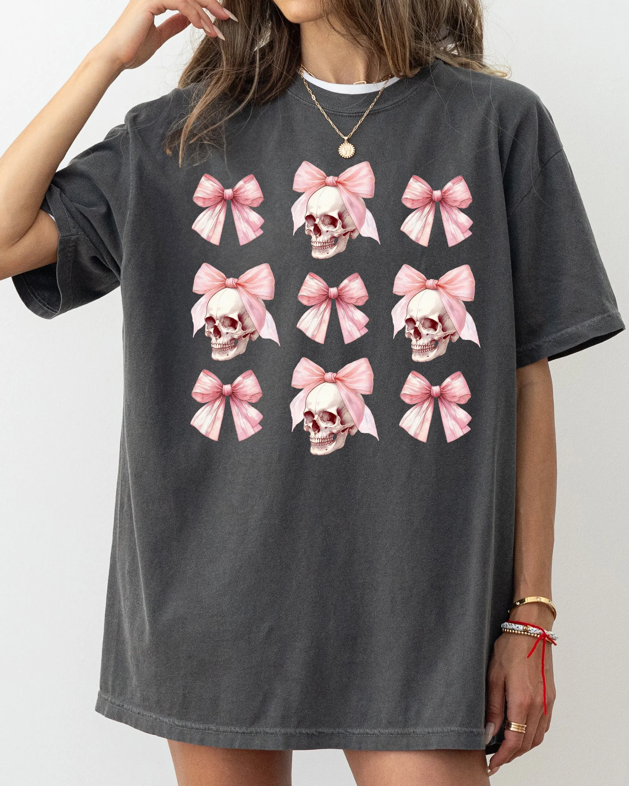 Pink Bow Skull Coquette Western Witch Halloween Meme Vintage Costume Comfort Colors Tee sold by Refinery Number One product image thumbnail 4