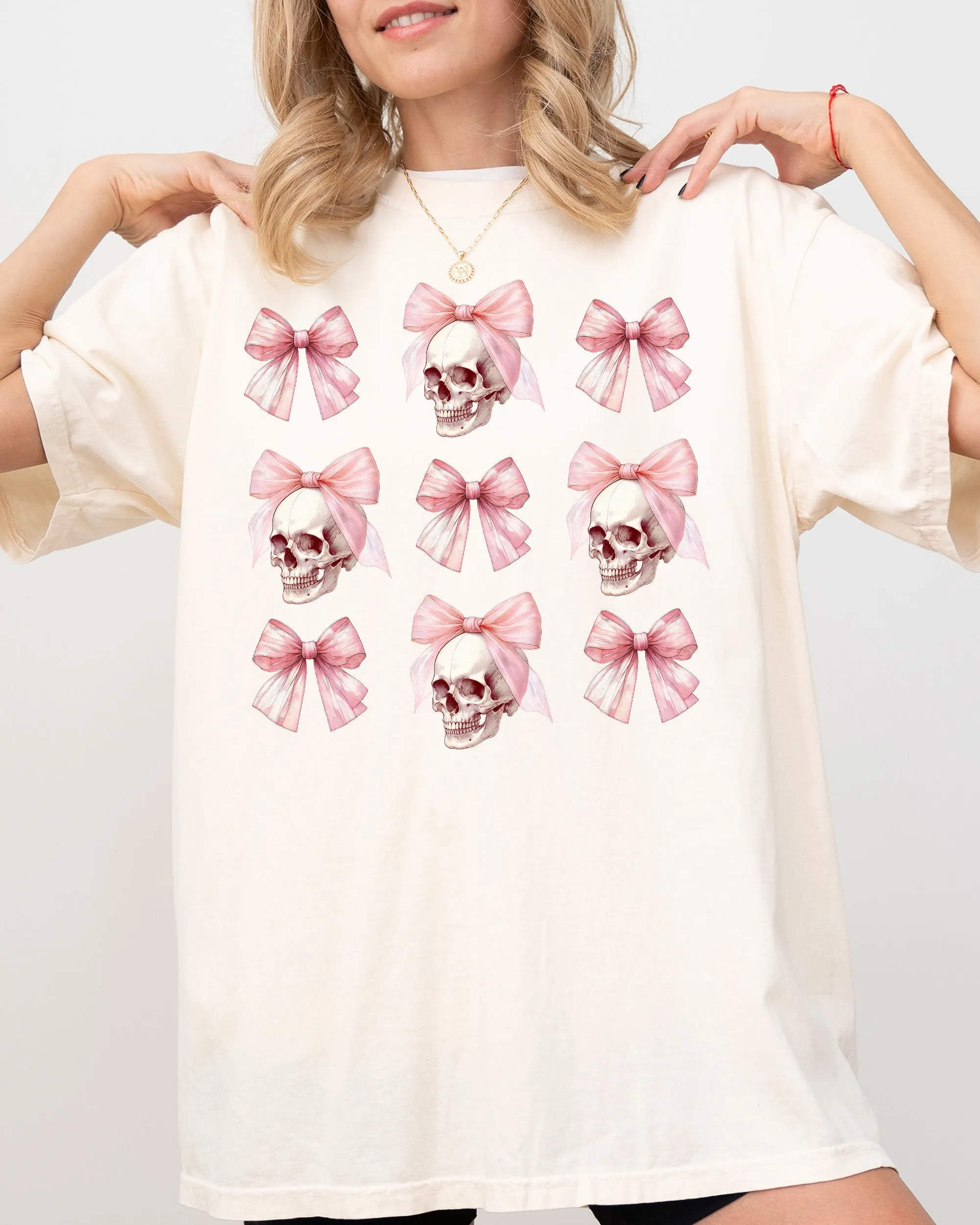 Pink Bow Skull Coquette Western Witch Halloween Meme Vintage Costume Comfort Colors Tee sold by Refinery Number One product image thumbnail 3