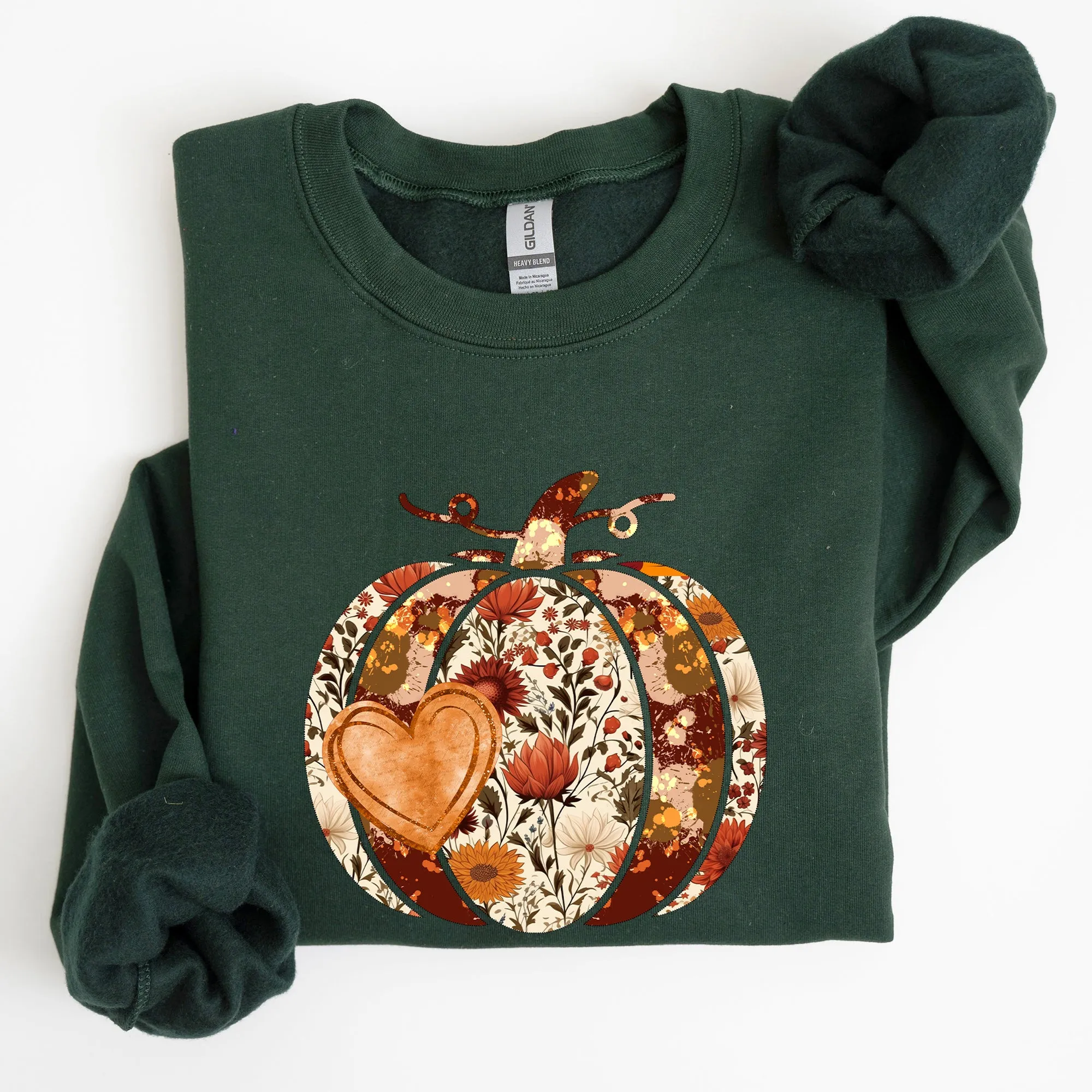 Pumpkin, Heart, Love, Thanksgiving, Fall, Autumn, Halloween, Flower, Floral Sweatshirt sold by Refinery Number One product image thumbnail 3