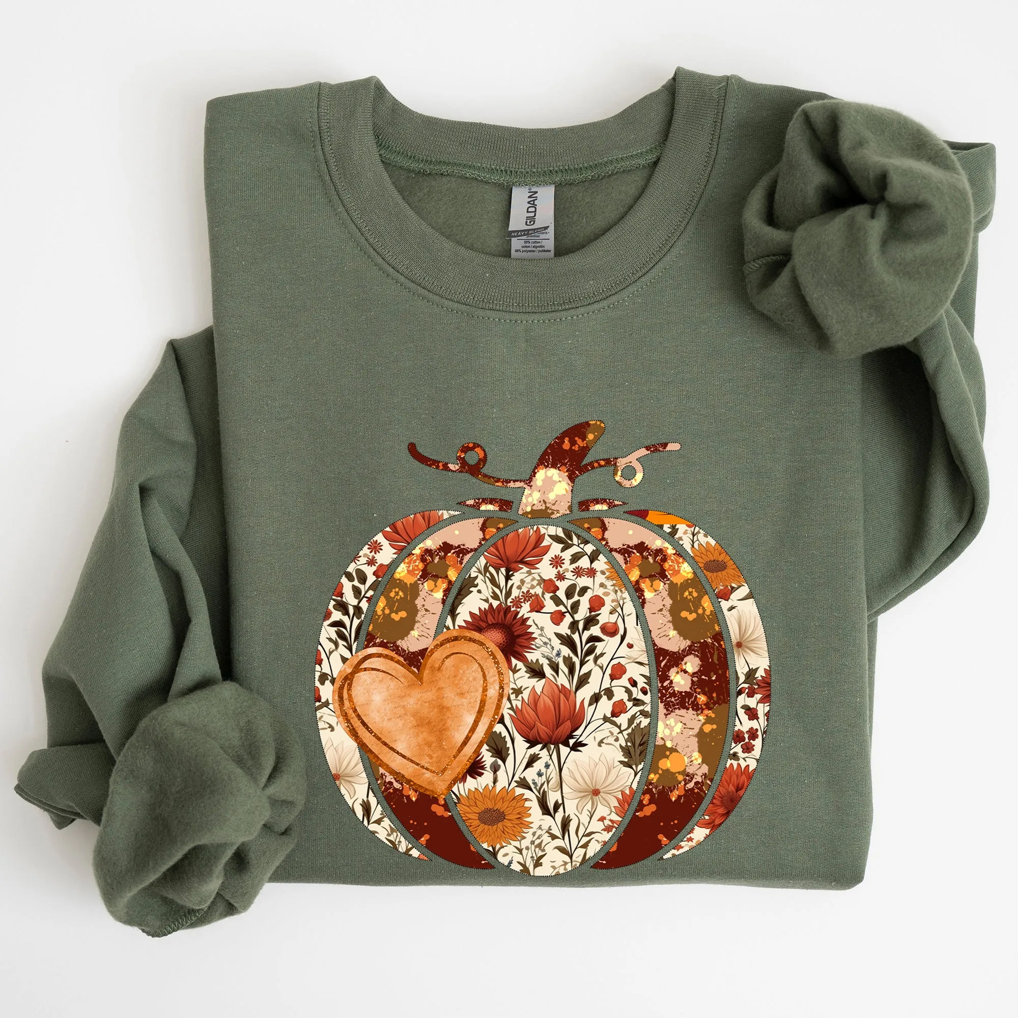 Pumpkin, Heart, Love, Thanksgiving, Fall, Autumn, Halloween, Flower, Floral Sweatshirt sold by Refinery Number One product image thumbnail 5