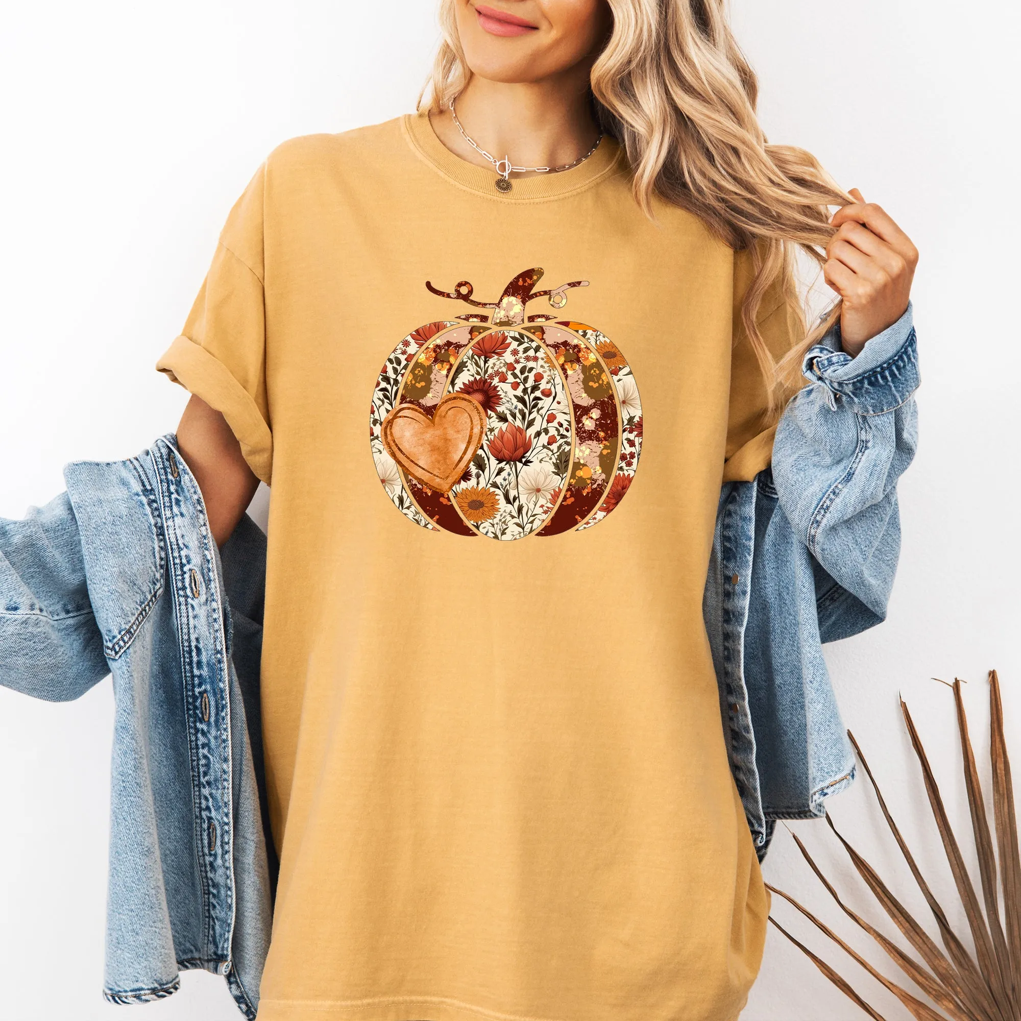 Pumpkin, Heart, Love, Thanksgiving, Fall, Autumn, Halloween, Flower, Floral Tshirt Comfort Colors T-Shirt sold by Refinery Number One product image thumbnail 5