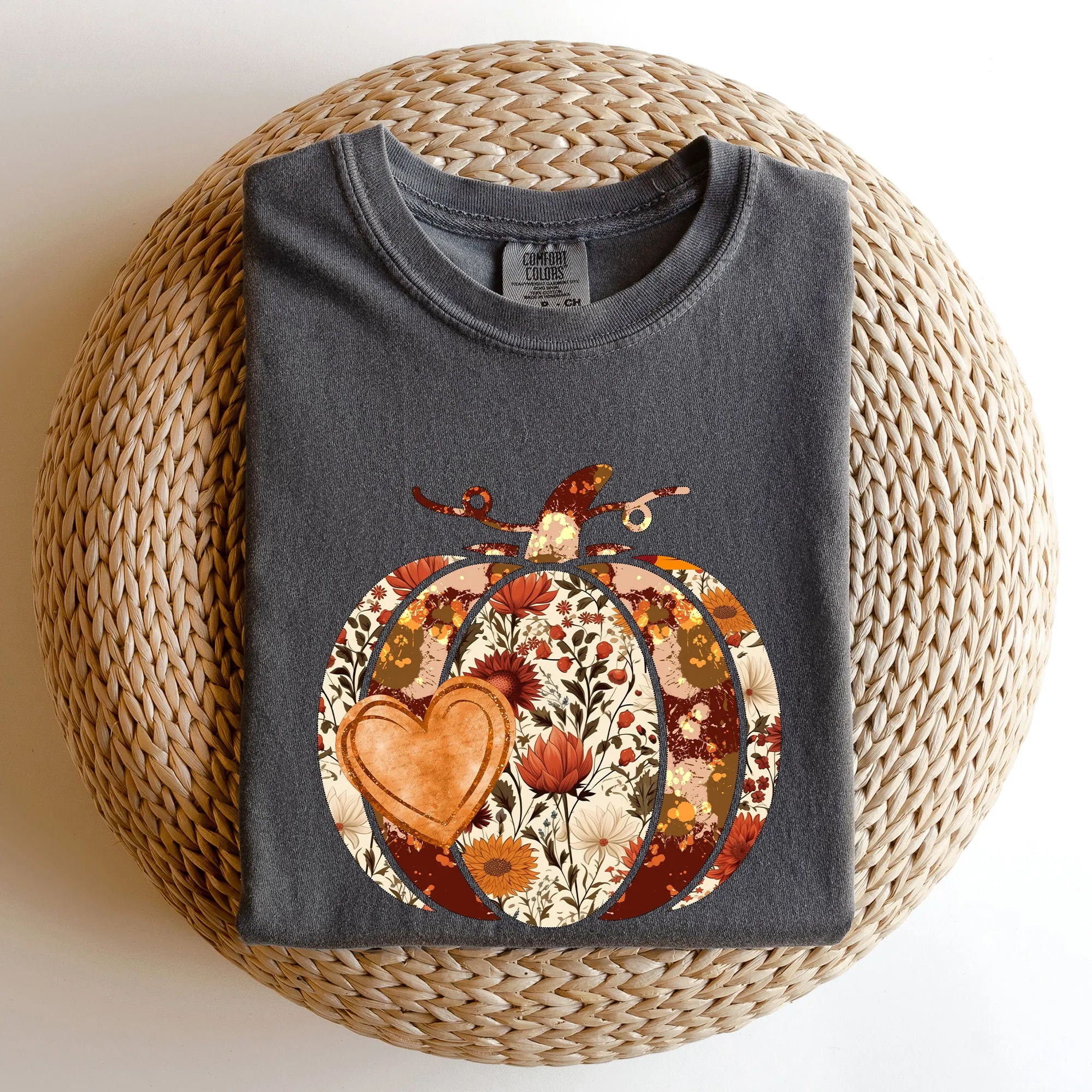 Pumpkin, Heart, Love, Thanksgiving, Fall, Autumn, Halloween, Flower, Floral Tshirt Comfort Colors T-Shirt sold by Refinery Number One product image thumbnail 2