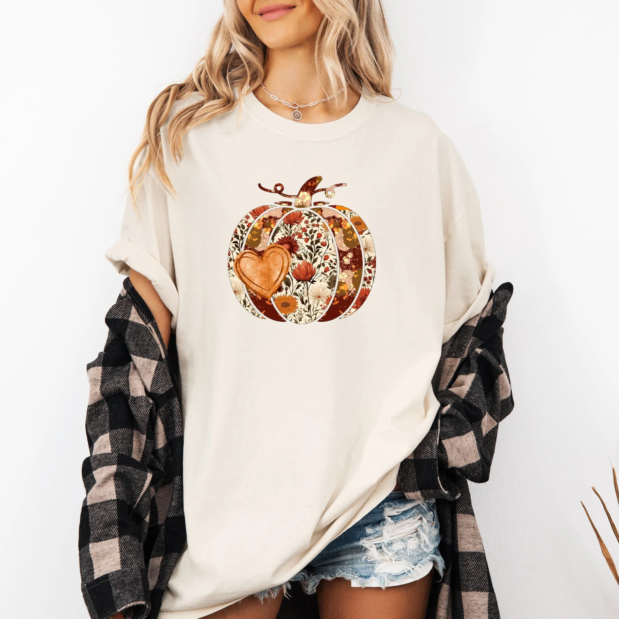 Pumpkin, Heart, Love, Thanksgiving, Fall, Autumn, Halloween, Flower, Floral Tshirt Comfort Colors T-Shirt sold by Refinery Number One product image thumbnail 3