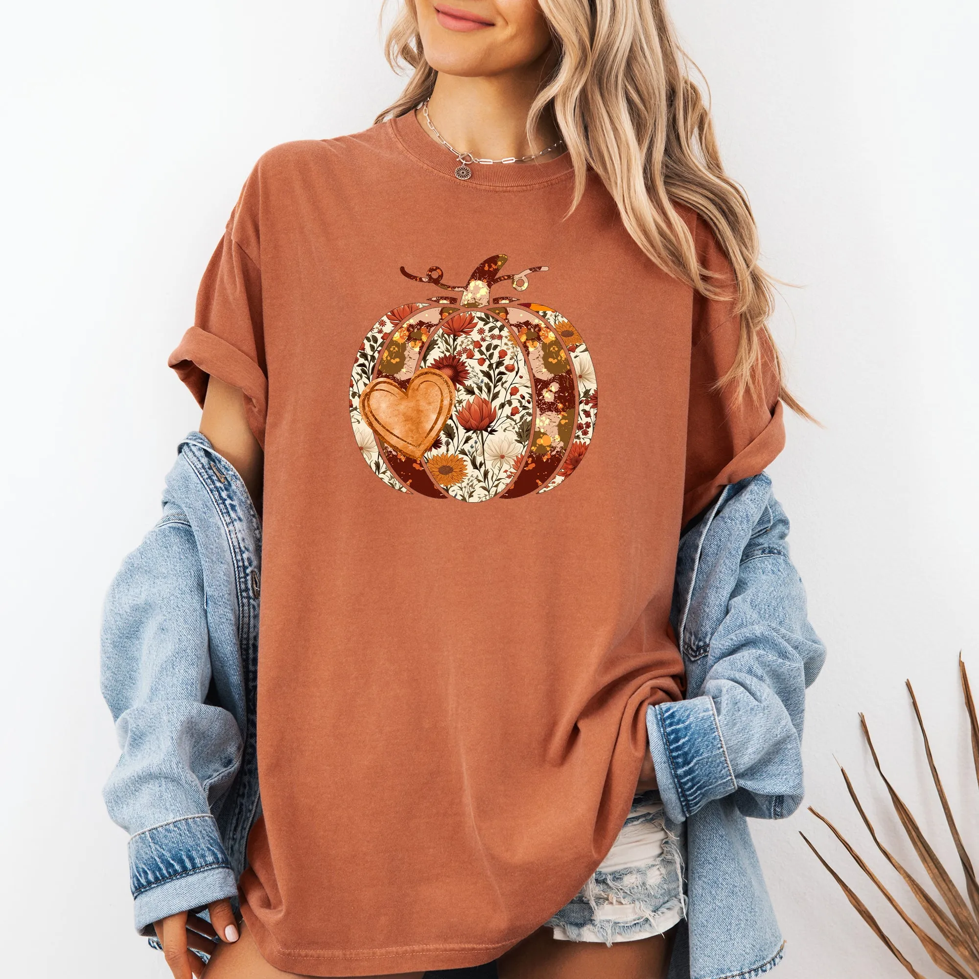 Pumpkin, Heart, Love, Thanksgiving, Fall, Autumn, Halloween, Flower, Floral Tshirt Comfort Colors T-Shirt sold by Refinery Number One product image thumbnail 4