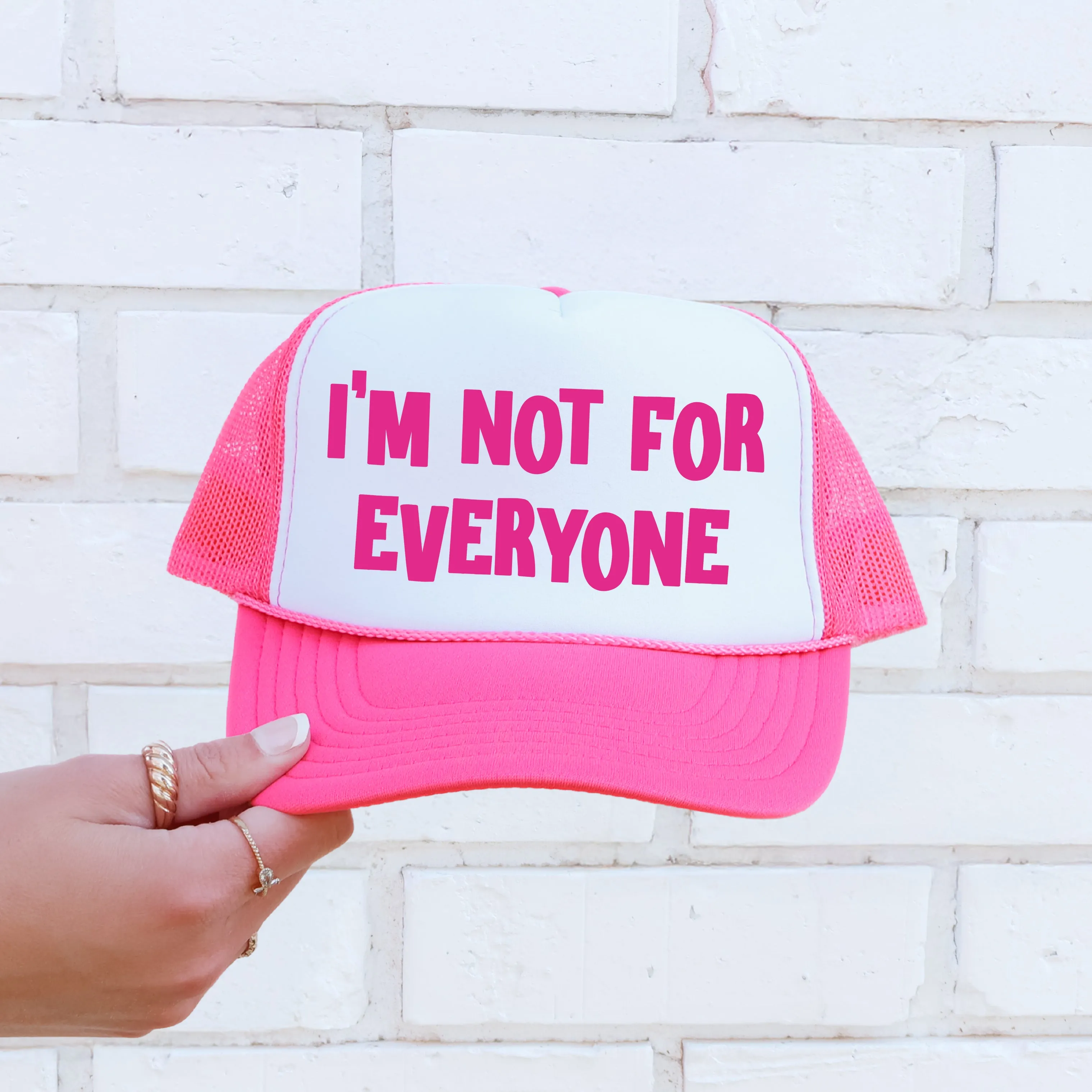I’m Not for Everyone, Sassy, Funny, Bright Pink Snapback Trucker Hat sold by Refinery Number One product image thumbnail 2