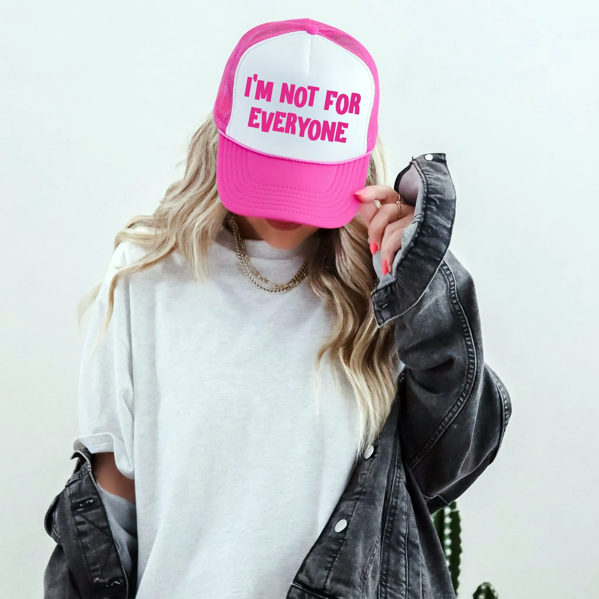 I’m Not for Everyone, Sassy, Funny, Bright Pink Snapback Trucker Hat sold by Refinery Number One product image thumbnail 4